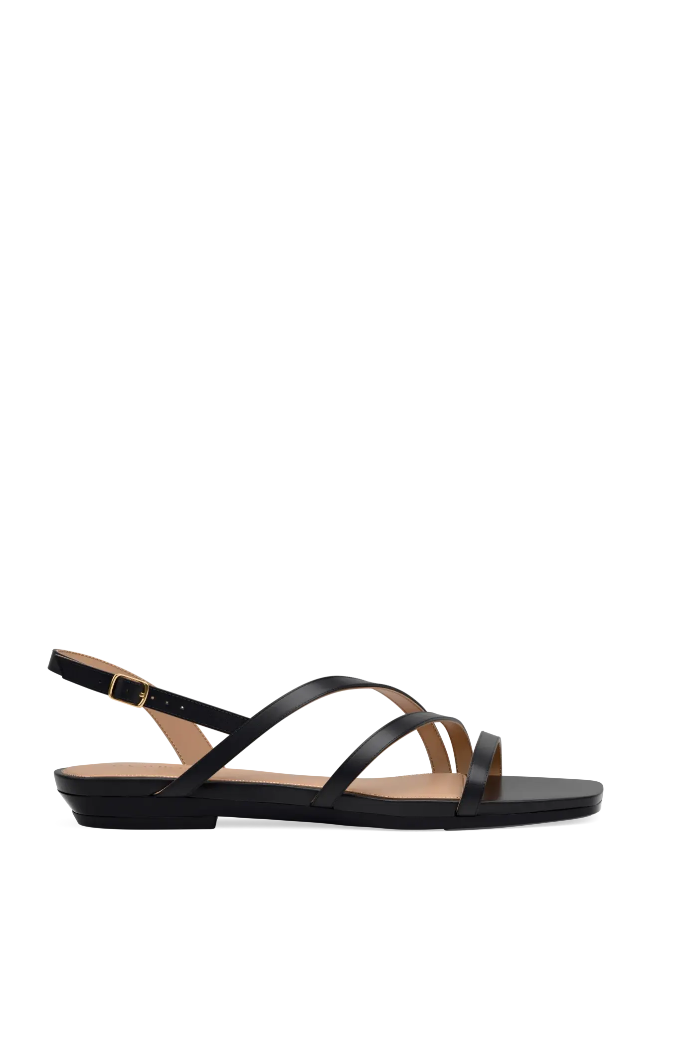 The Gia - Coal Leather Flat