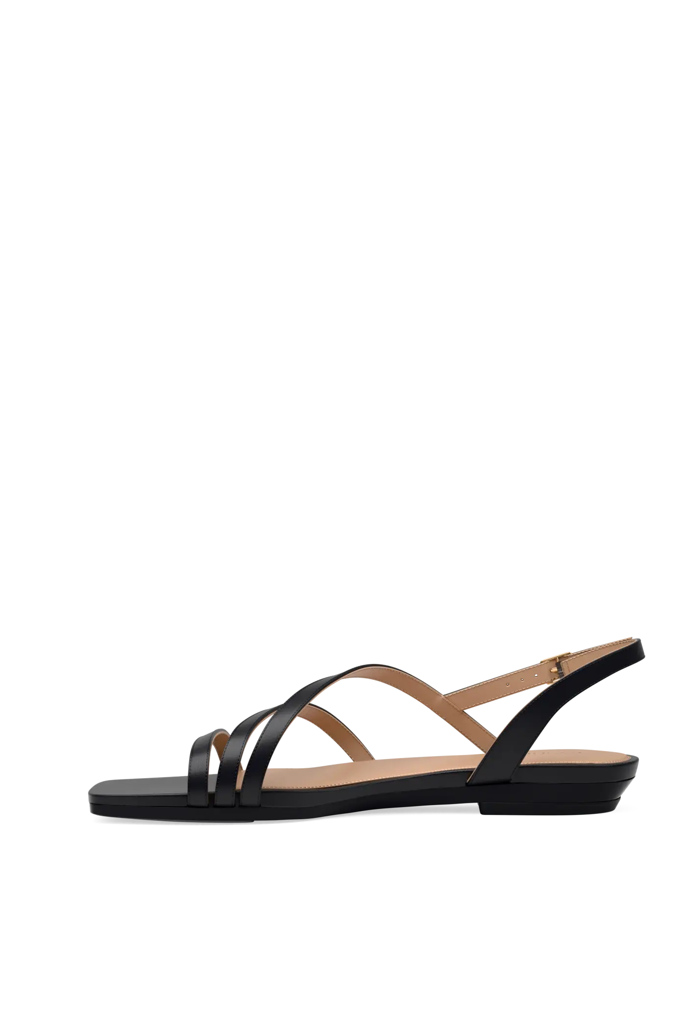 The Gia - Coal Leather Flat