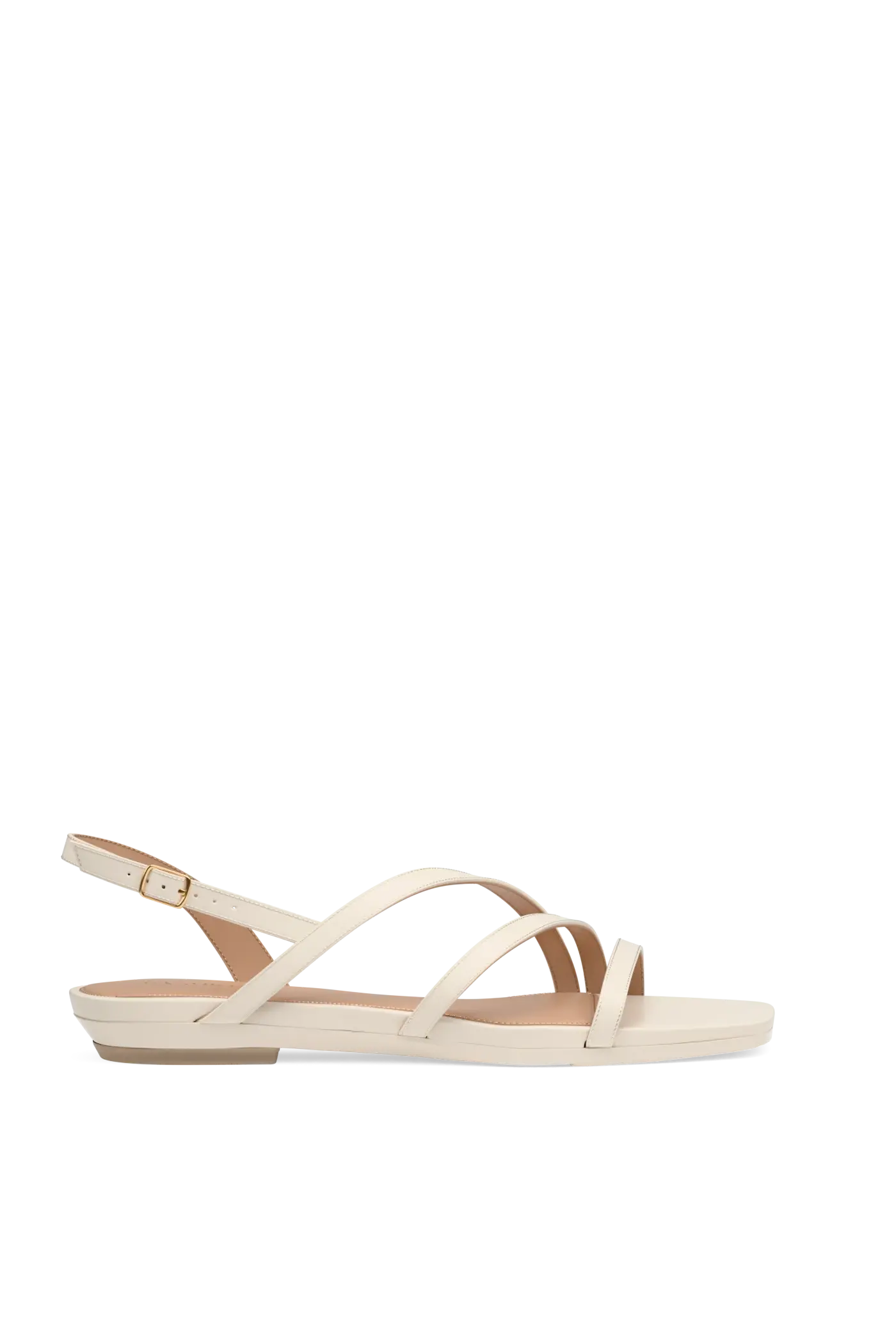 The Gia - Ivory Leather Flat