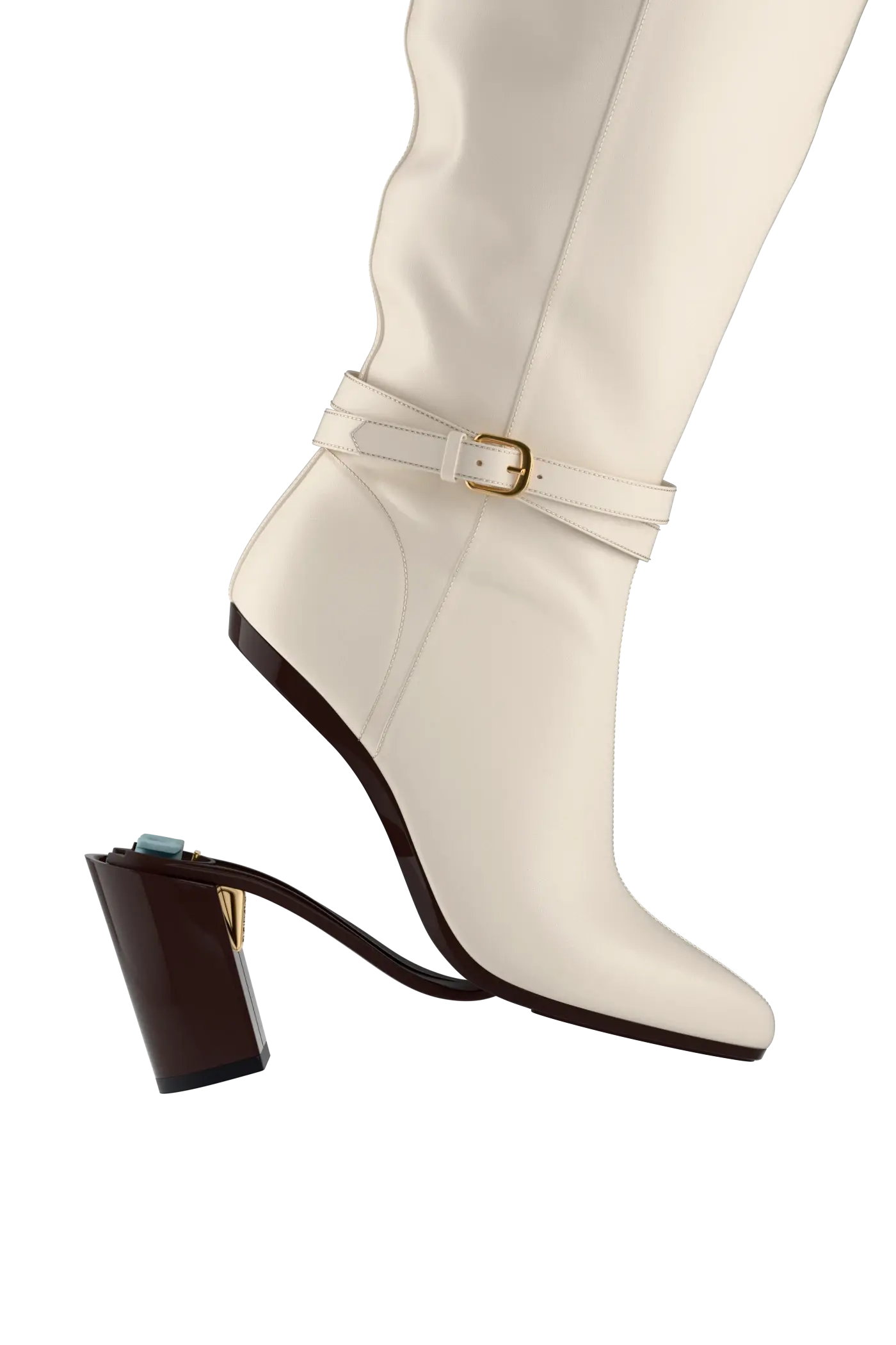 The Harper Boot - Ivory Leather 4 Block