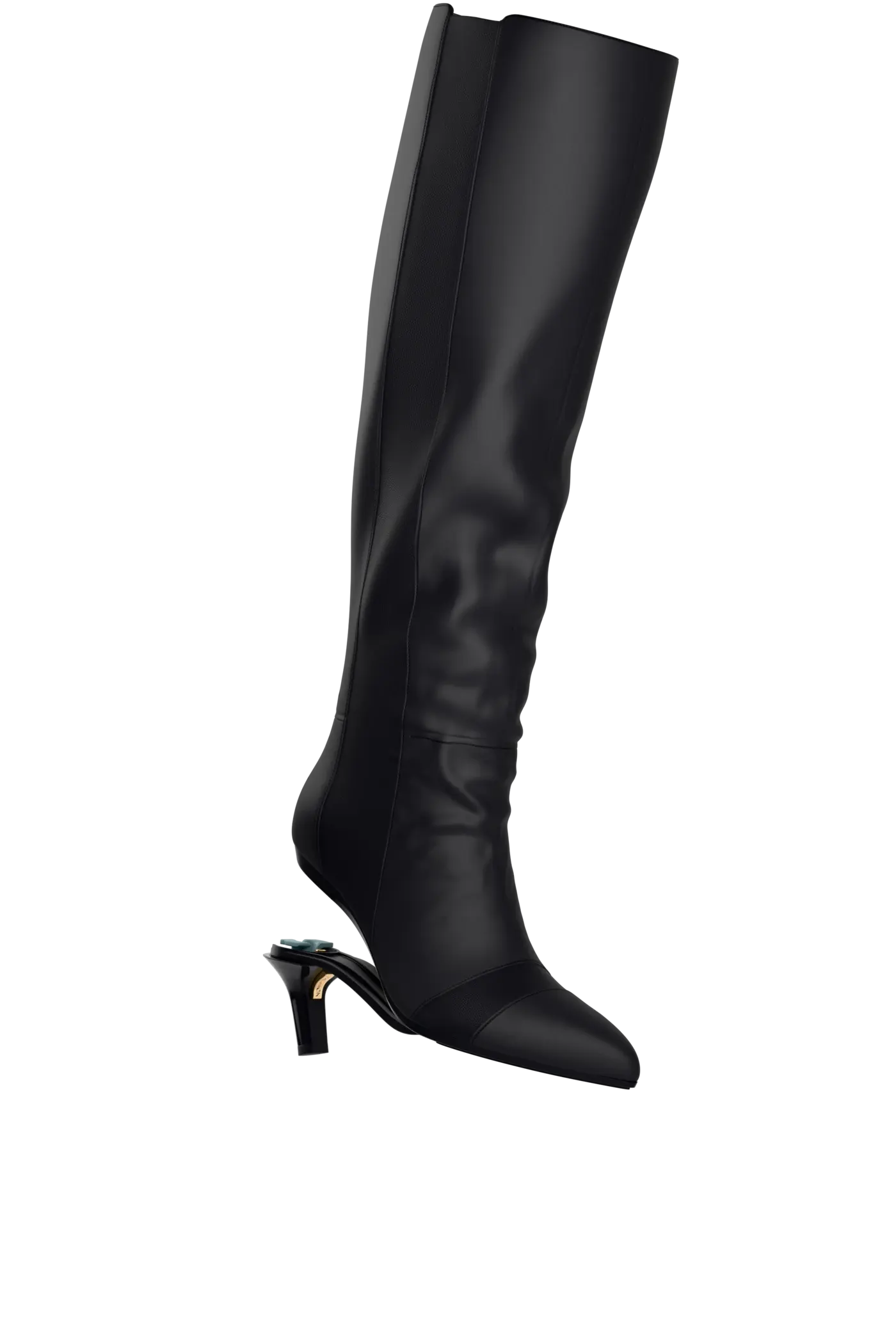 The Knee High Boot - Coal Leather 3 Stiletto - FINAL SALE