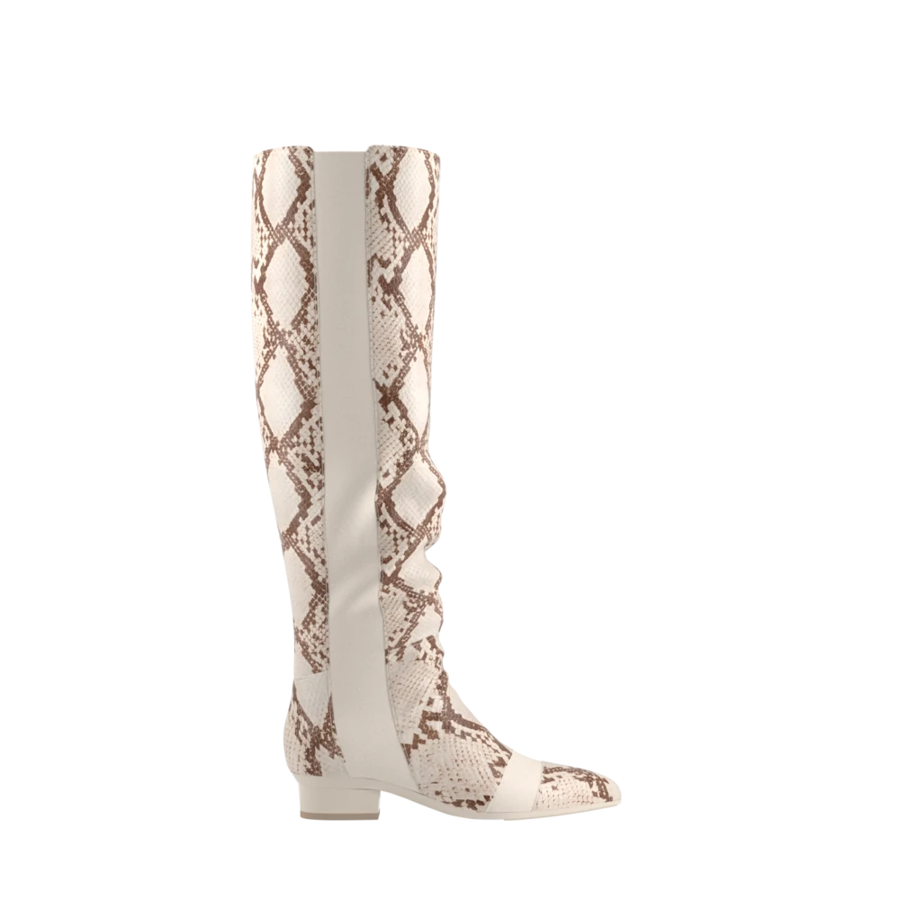 Flat snakeskin boots best sale