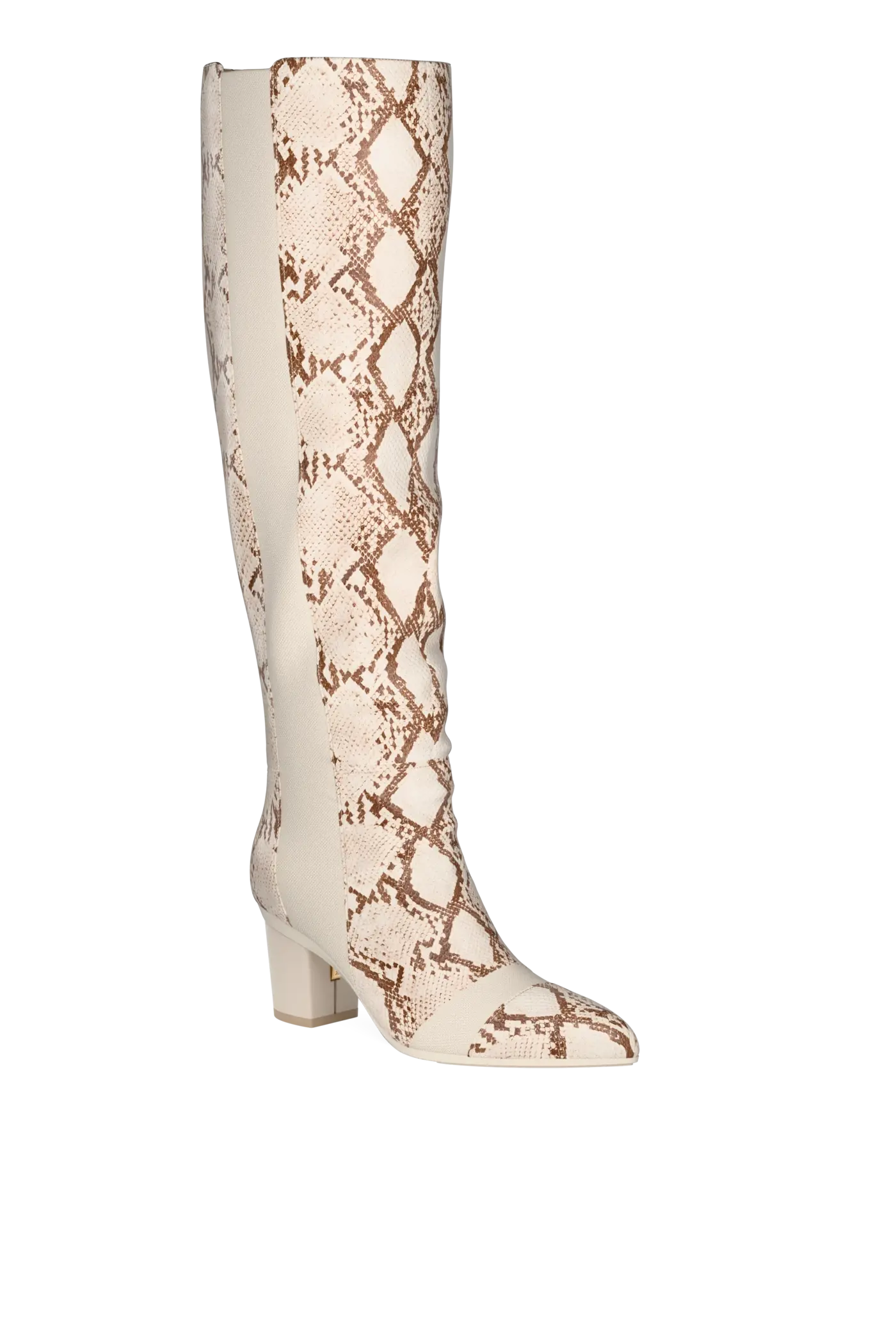 The Knee High Boot - Ivory Snakeskin 3 Block - FINAL SALE