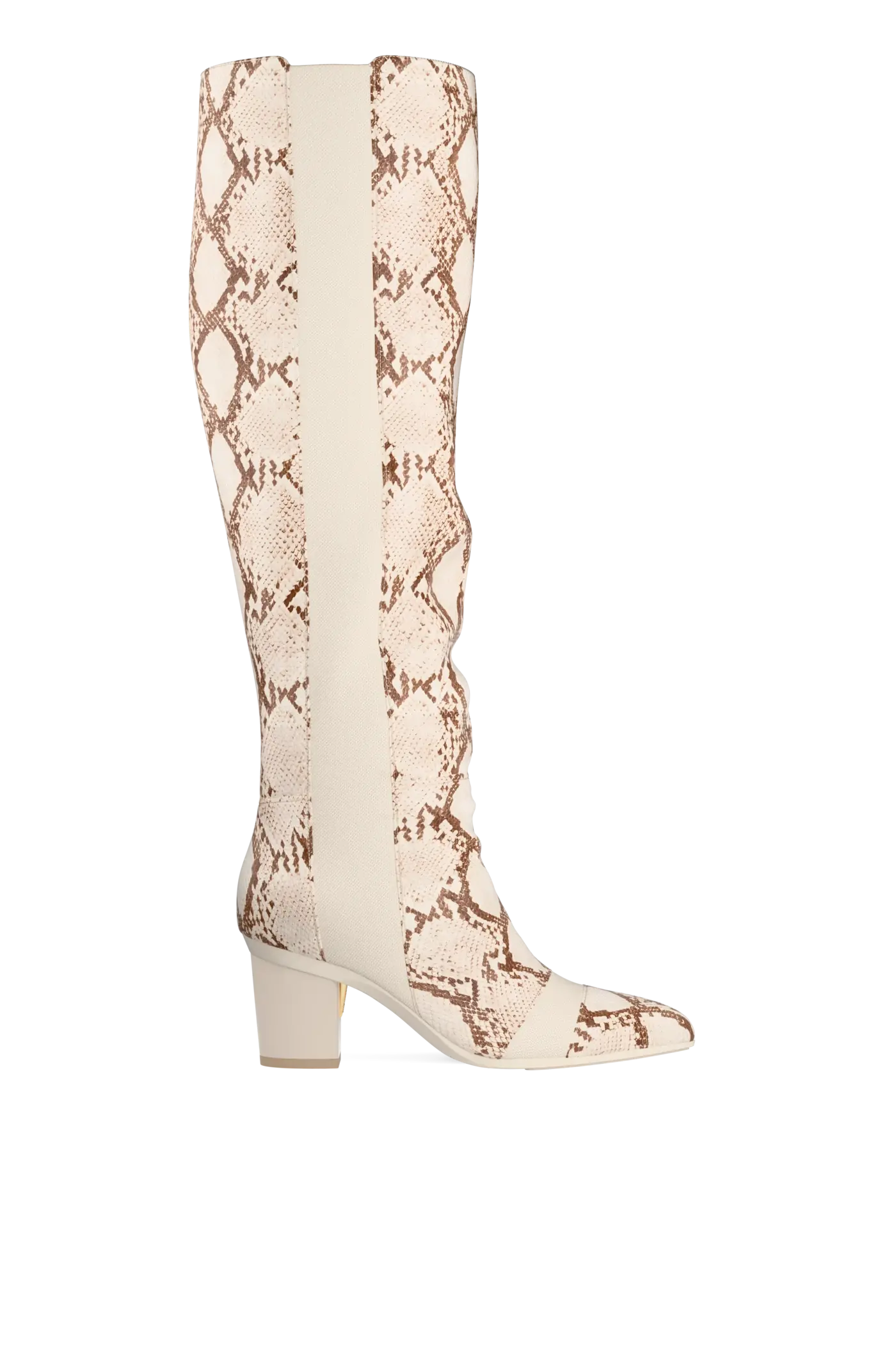 The Knee High Boot - Ivory Snakeskin 3 Block - FINAL SALE