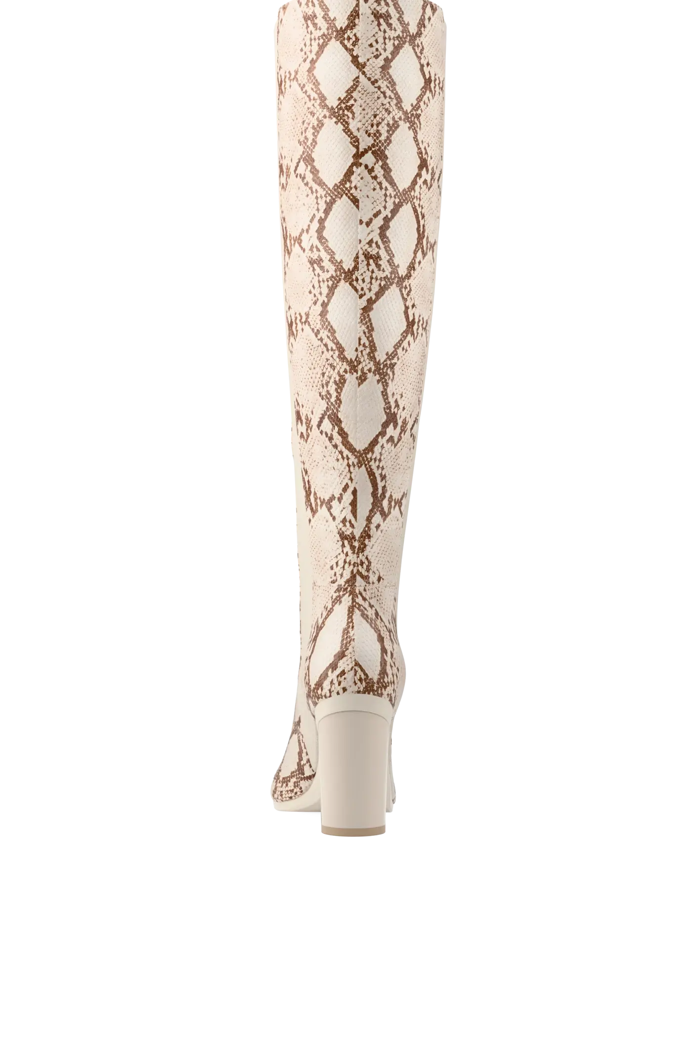 The Knee High Boot - Ivory Snakeskin 4 Block - FINAL SALE