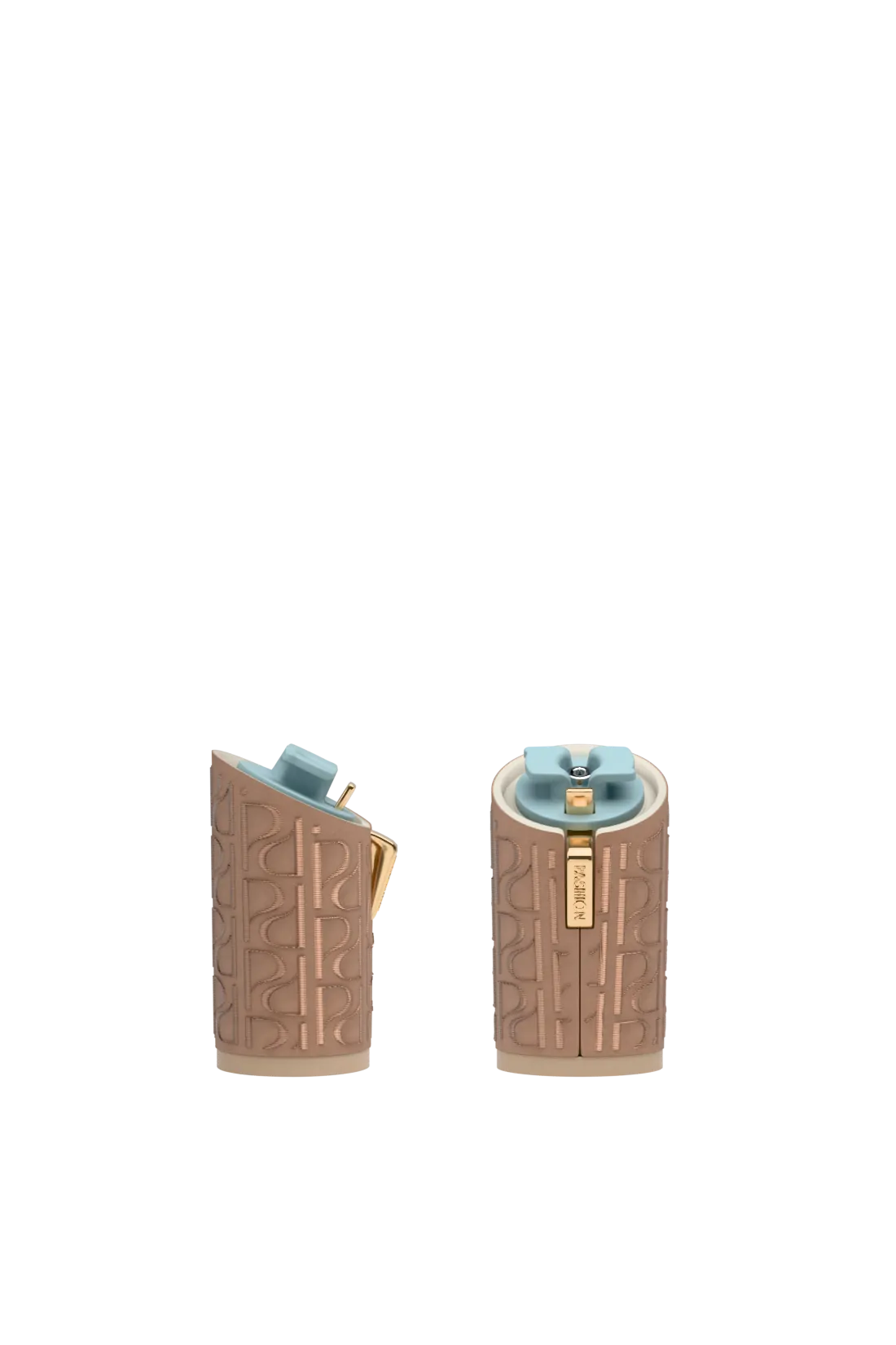 Cylinder Block Heel Kit 4 Latte Pashion Monogram Embroidery