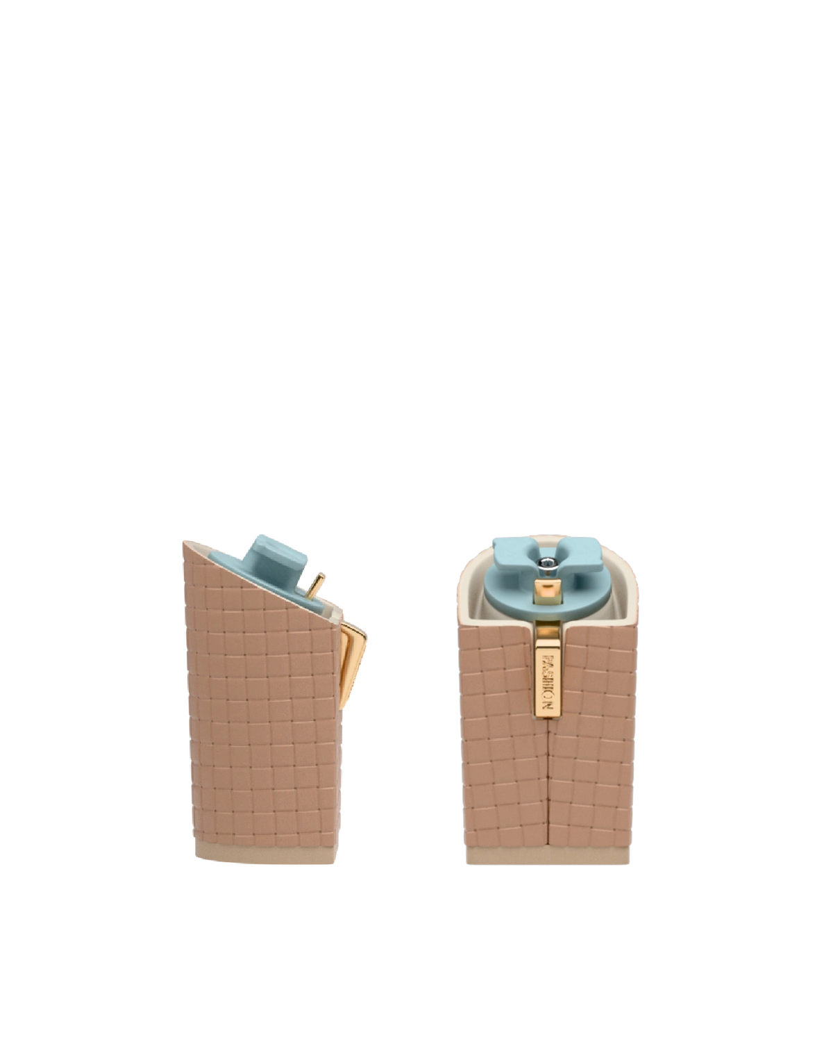 Block Heel Kit 4 Latte Woven Leather, 4-inch interchangeable block heel. Pashion convertible heels go from heel to flat and are customizable with interchangeable heel kits.