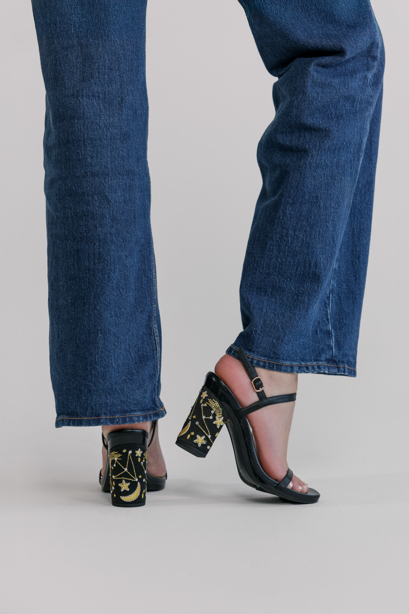 Block Heel Kit 3 Coal Constellation Embroidery