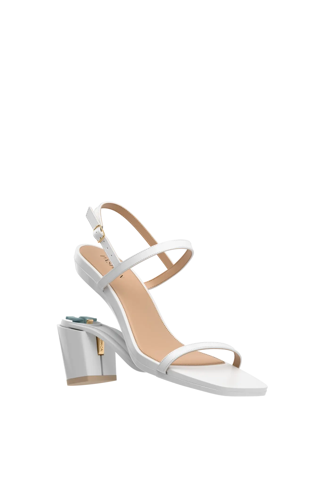 The Miranda - White Leather 3 Block