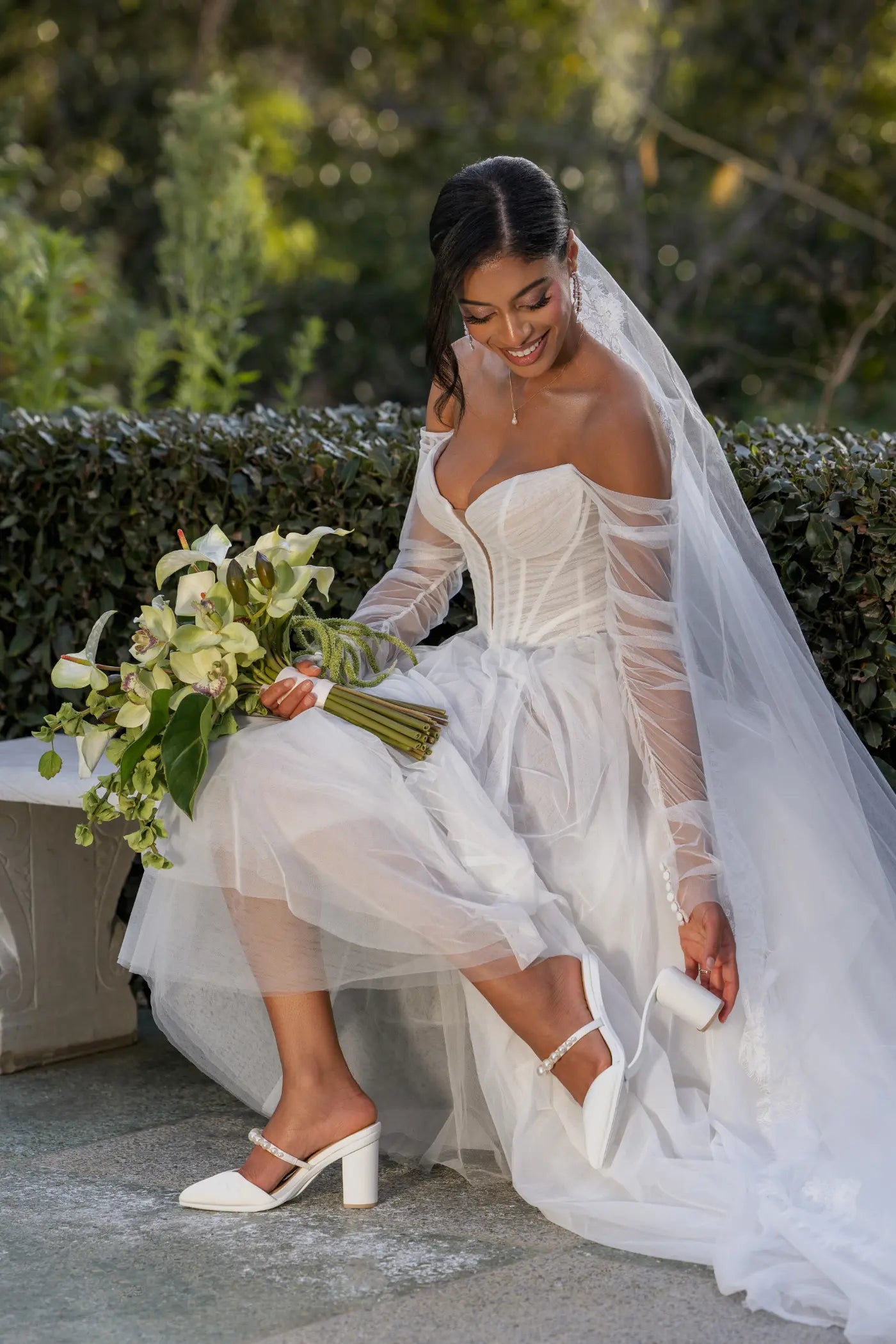 The Evelyn - White Satin Pearl 3 Block