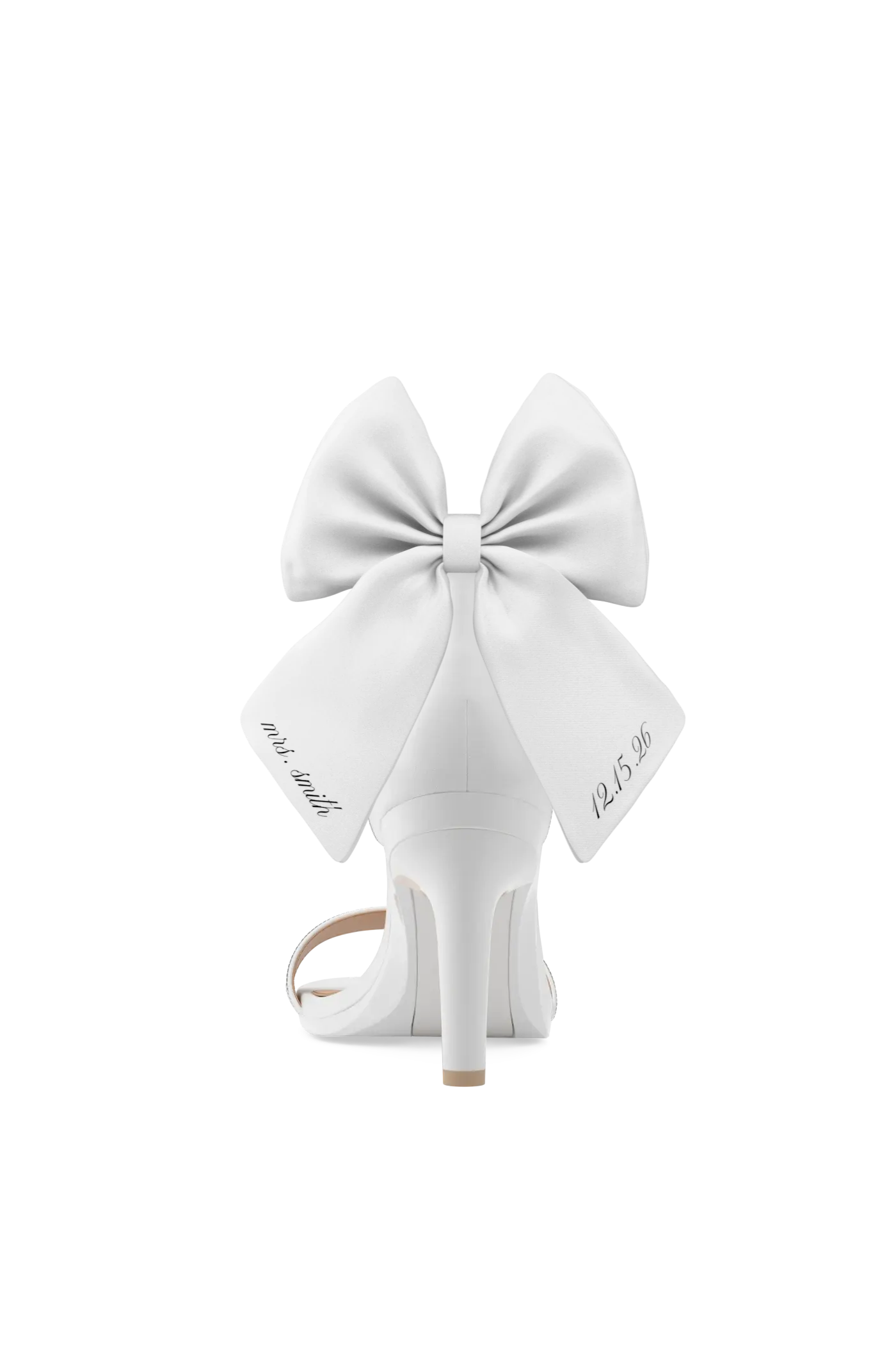 Personalized Ankle Bow White Satin Clip