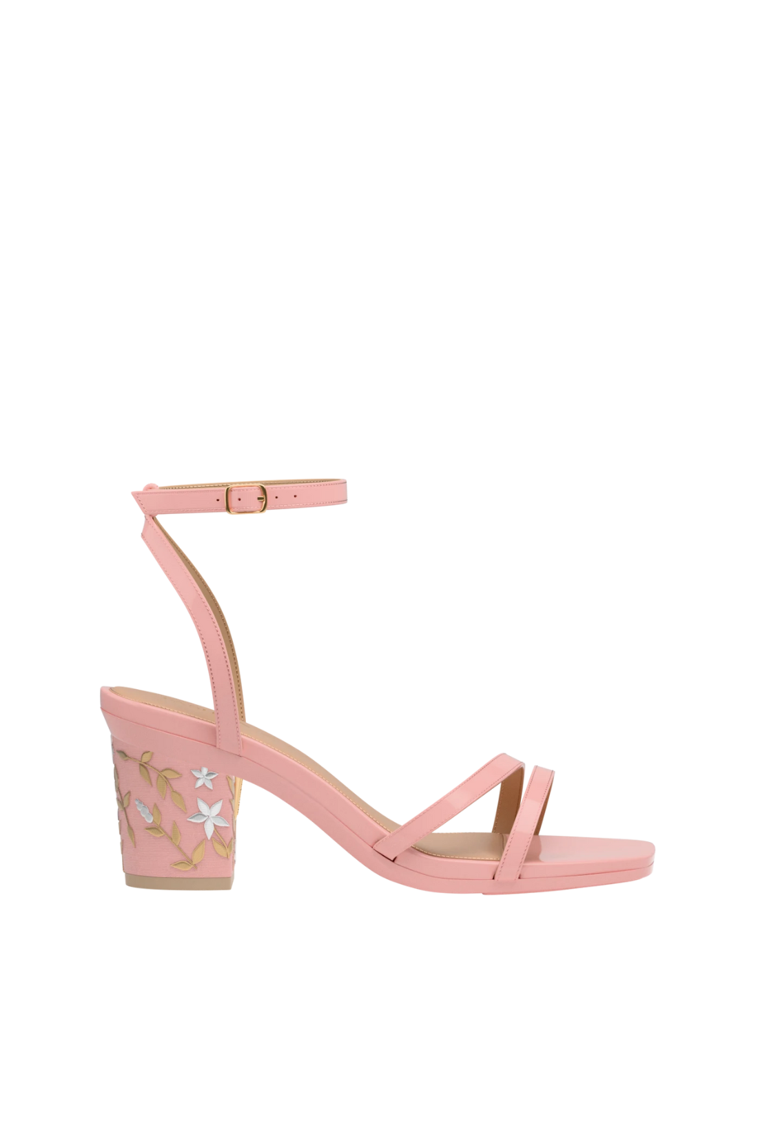 Block Heel Kit 3 Blush Gold Floral Embroidery