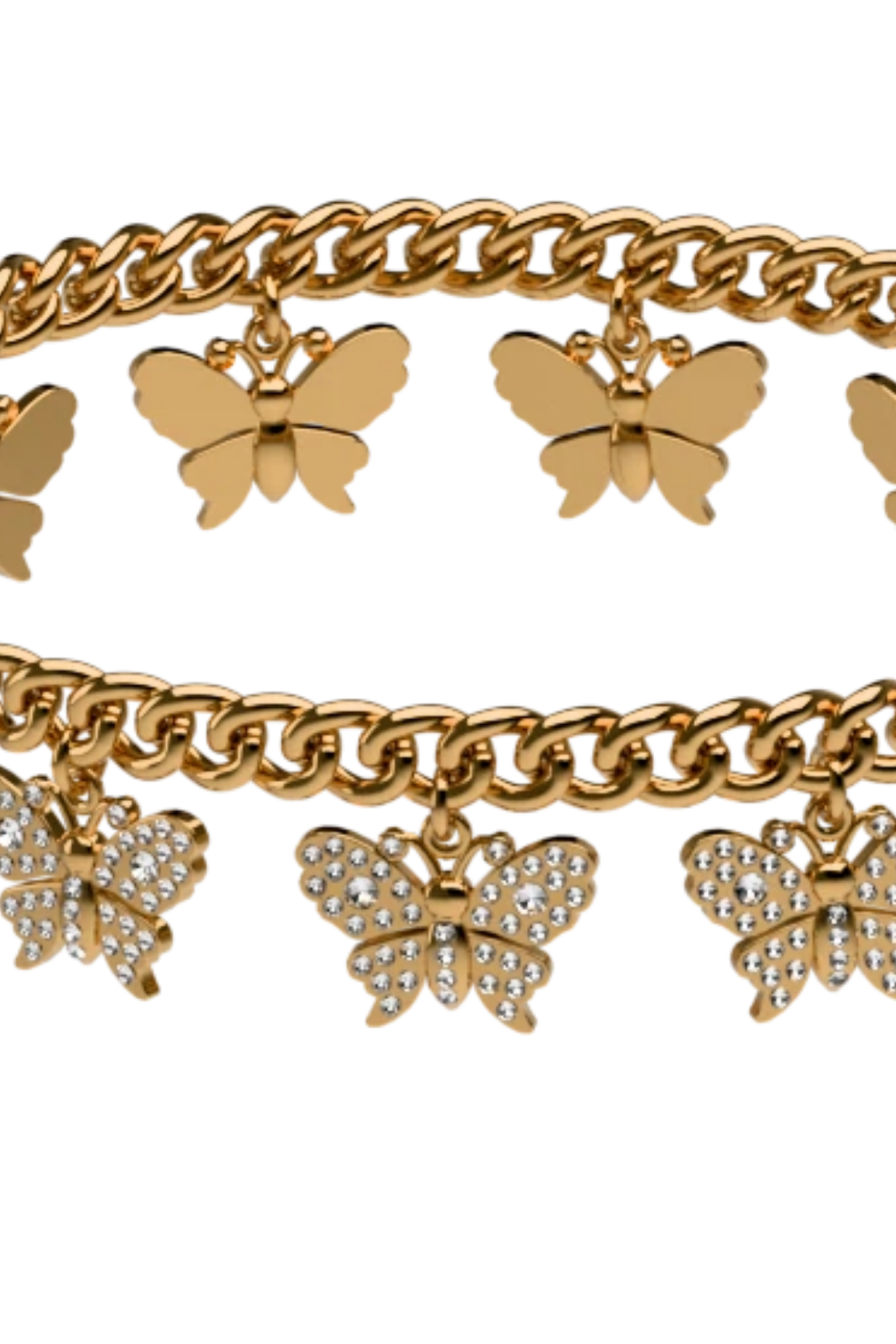 Rhinestone Butterfly Charm Gold Ankle Chain