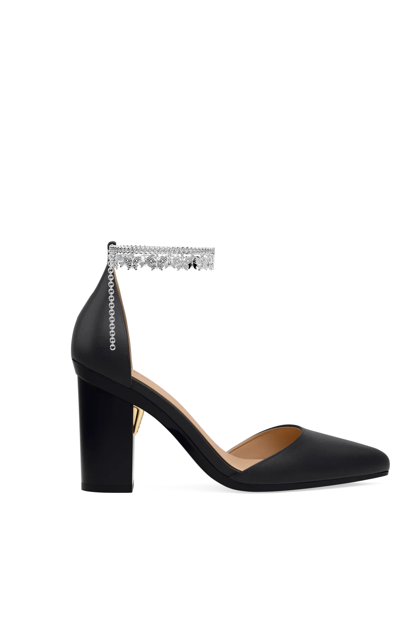 Rhinestone Butterfly Charm Silver Ankle Chain