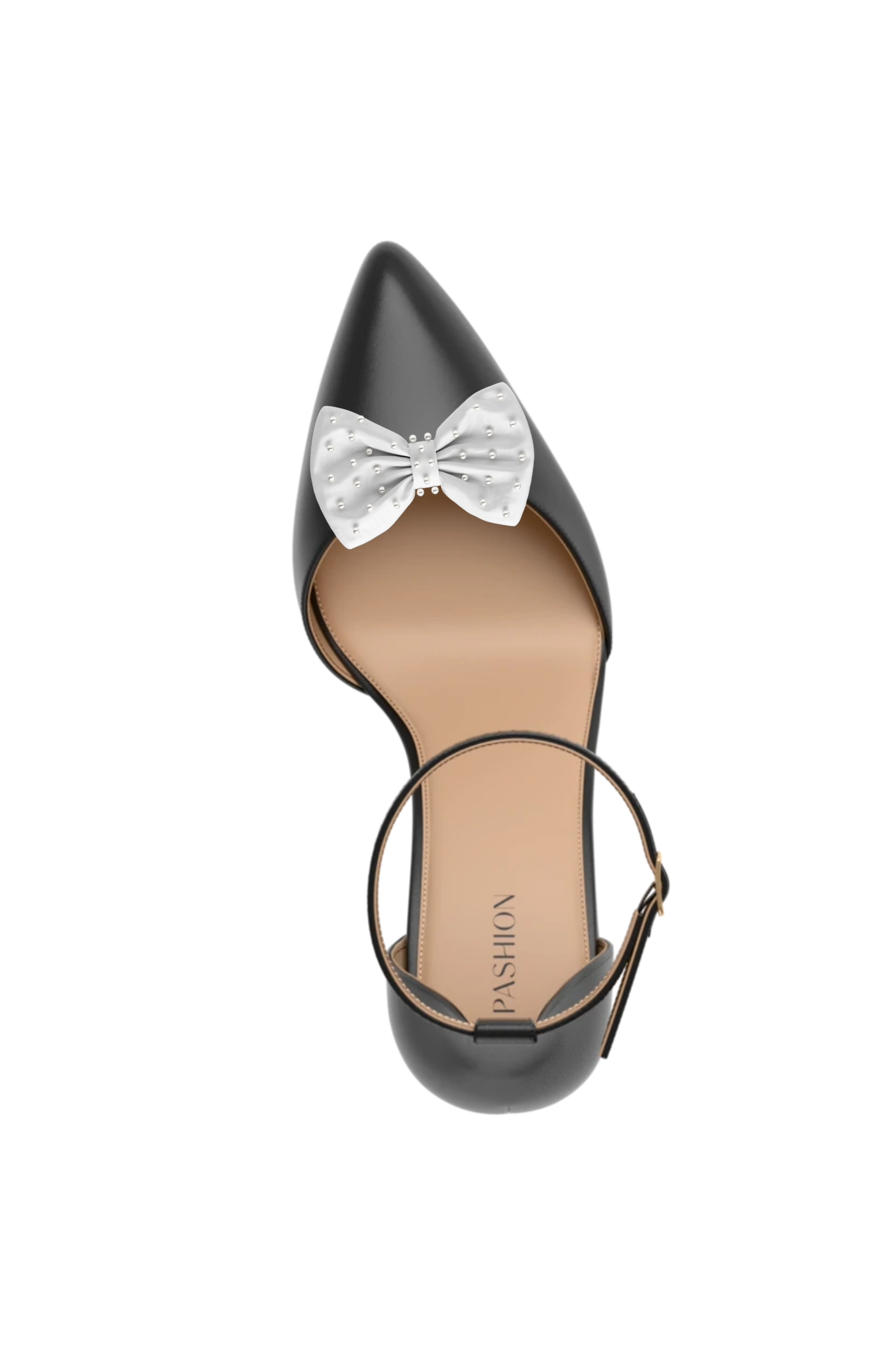 Mini Bow White Satin Pearl Toe Clip