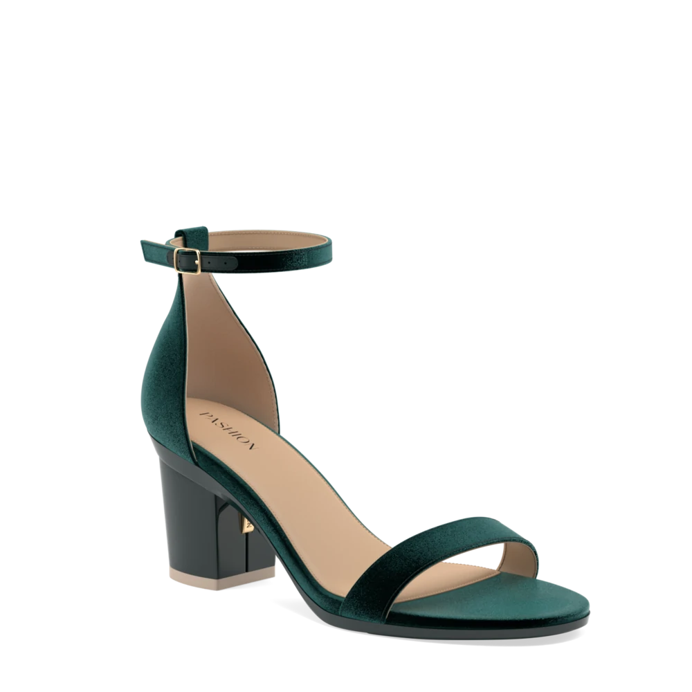 Dark green top block heels