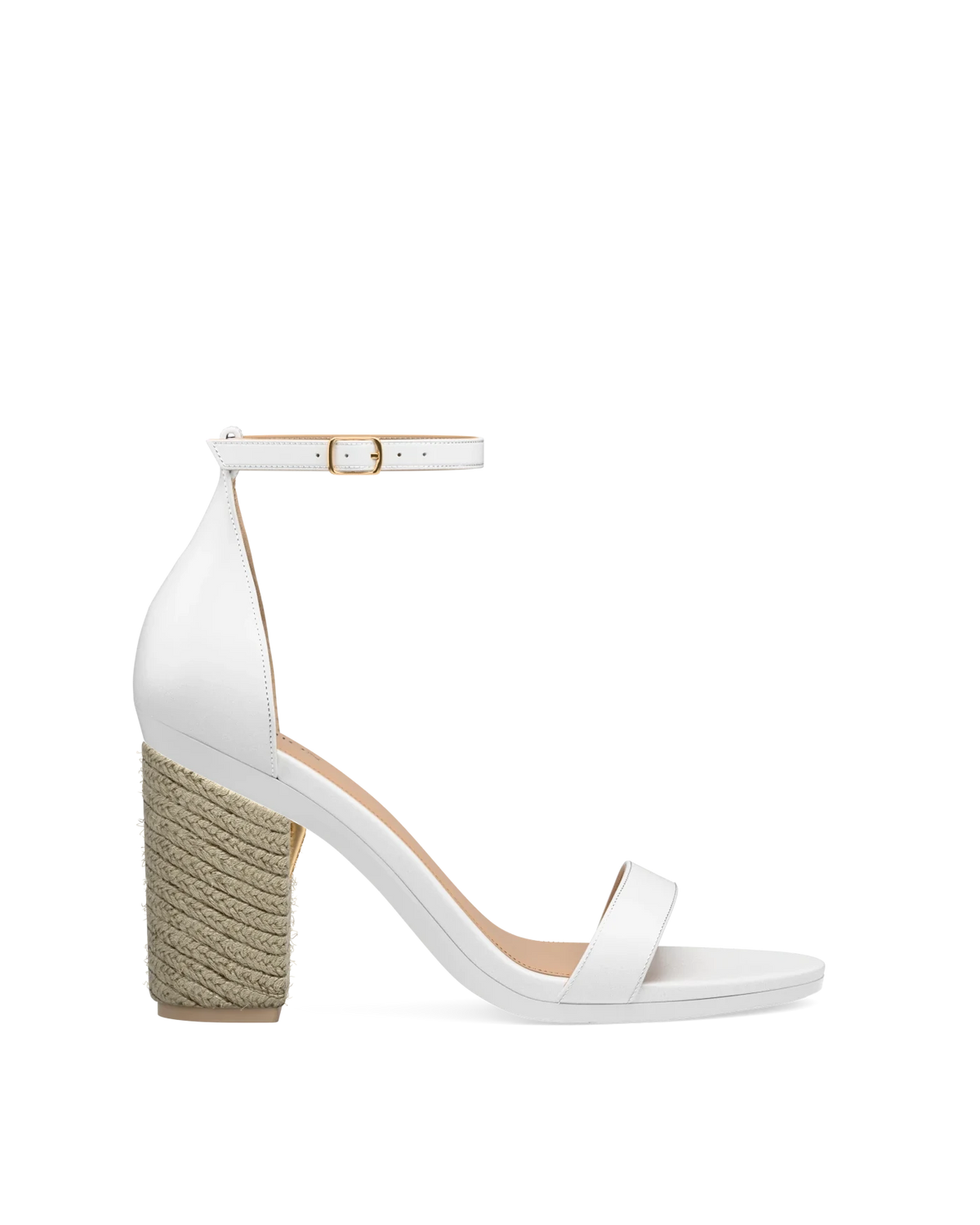 4 Inch Block Heel Kit Espadrille shown on the Pashionista White Leather upper. Pashion convertible heels go from heel to flat and are customizable with interchangeable heel kits.