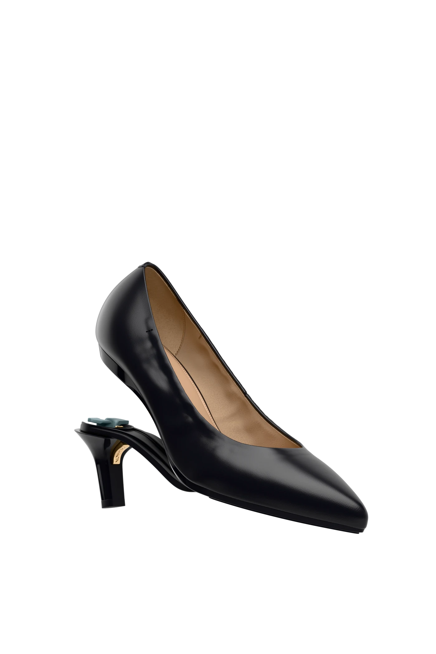 The Pump - Coal Stretch Leather 3 Stiletto