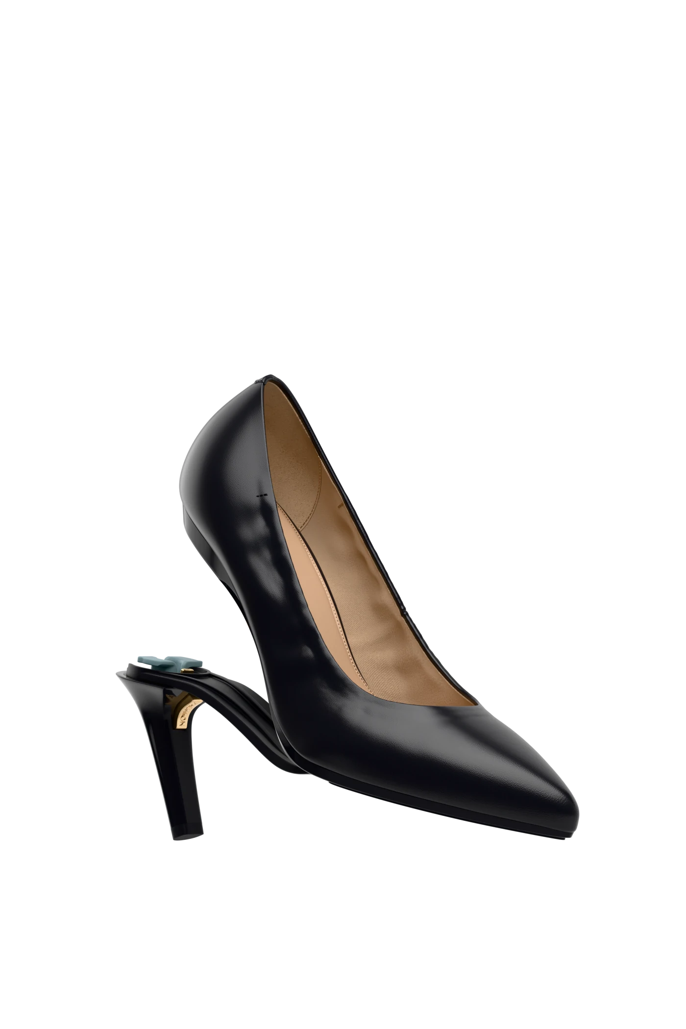 The Pump - Coal Stretch Leather 4 Stiletto