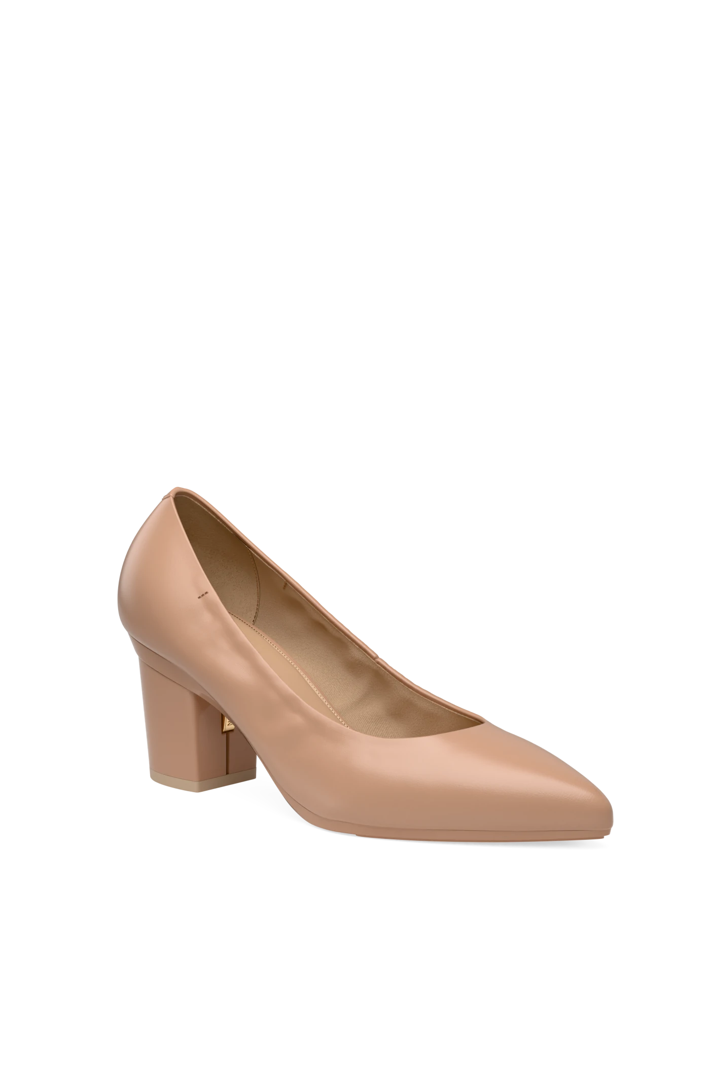 The Pump Wide Width - Latte Stretch Leather 3 Block