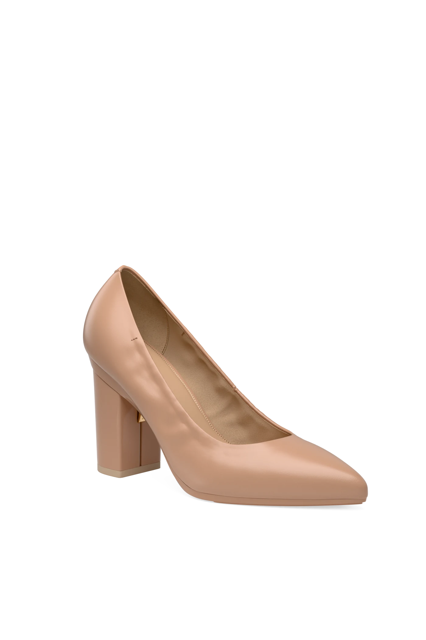 The Pump Wide Width - Latte Stretch Leather 4 Block