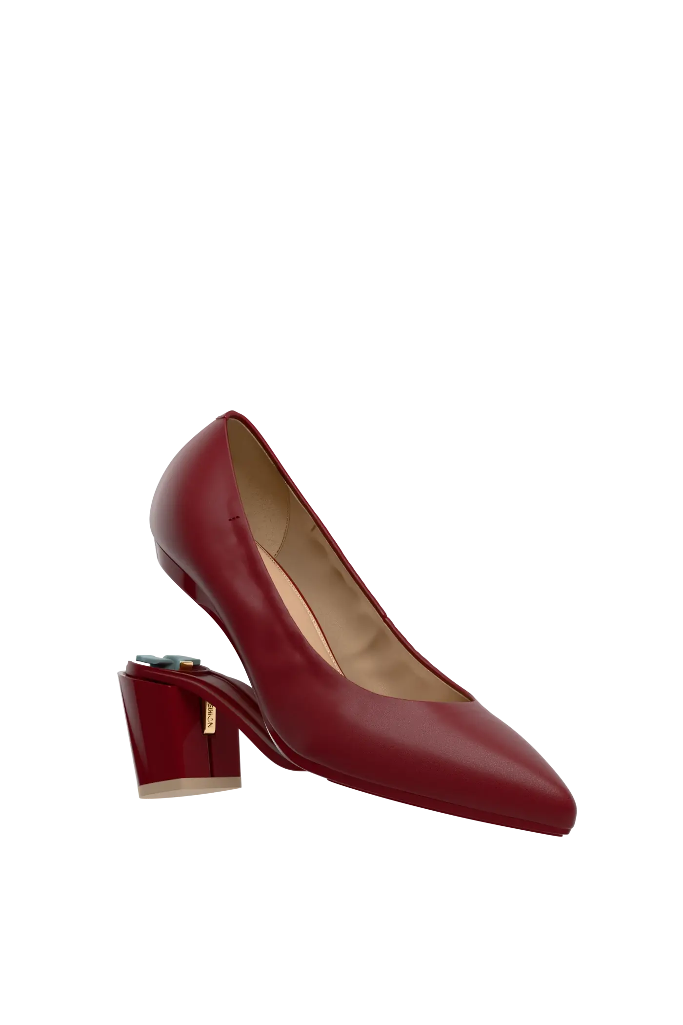 The Pump - Merlot Stretch Leather 3 Block