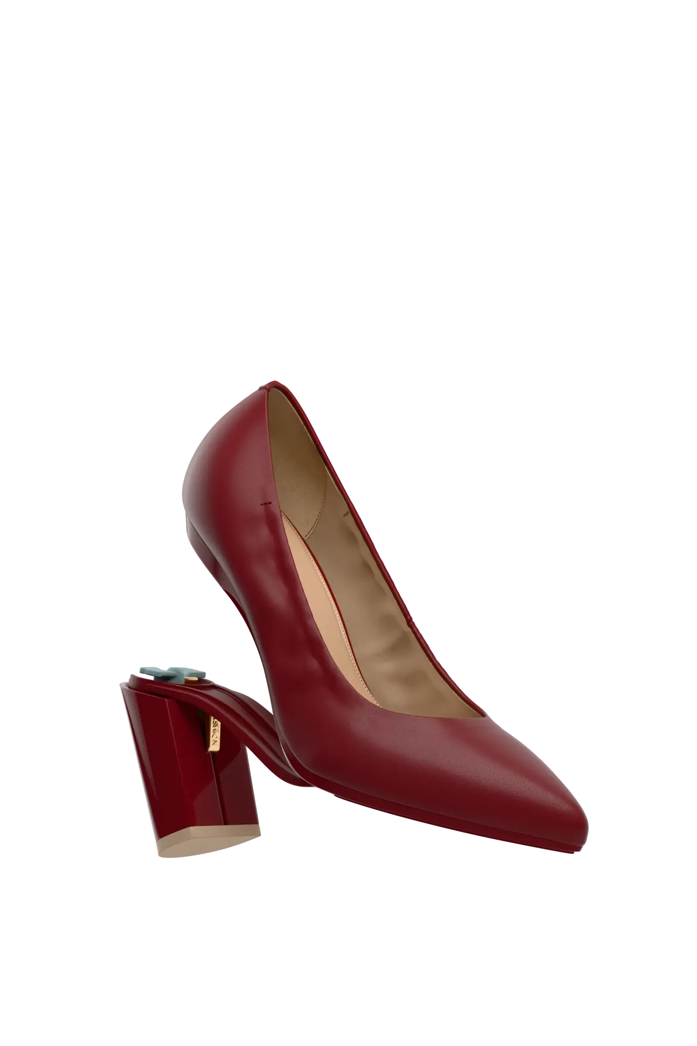 The Pump - Merlot Stretch Leather 4 Block