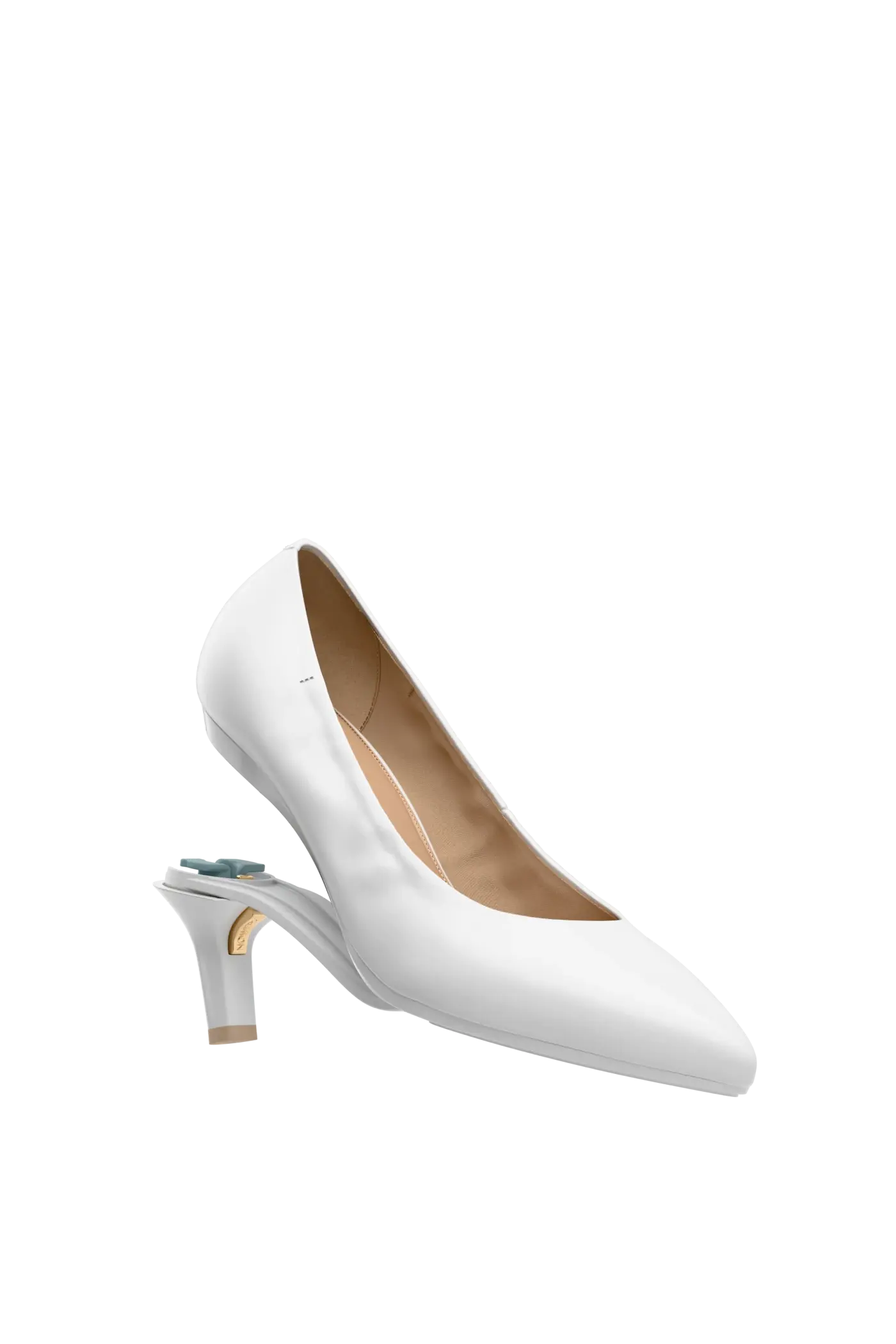 The Pump - White Leather 3 Stiletto