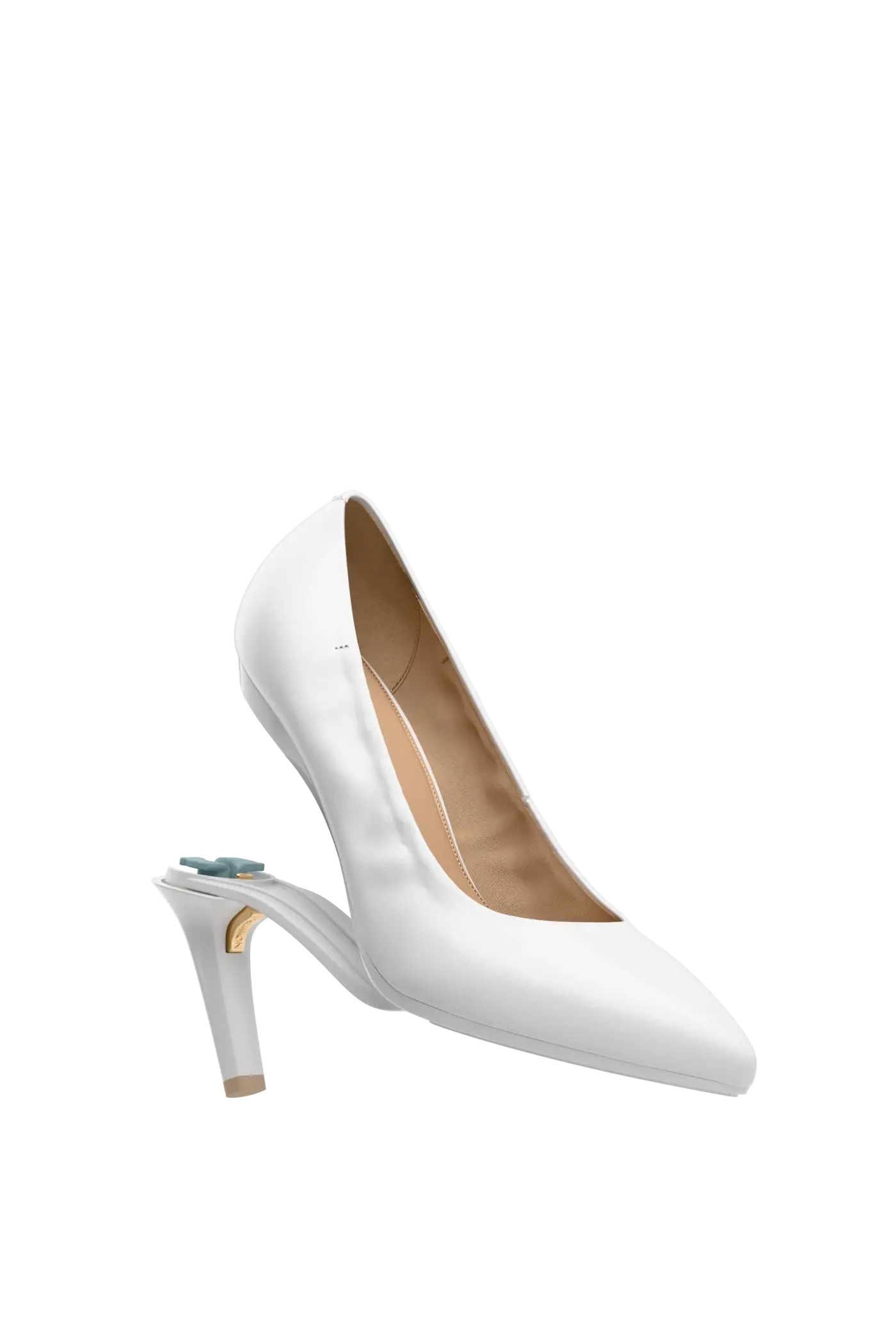 The Pump - White Leather 4 Stiletto