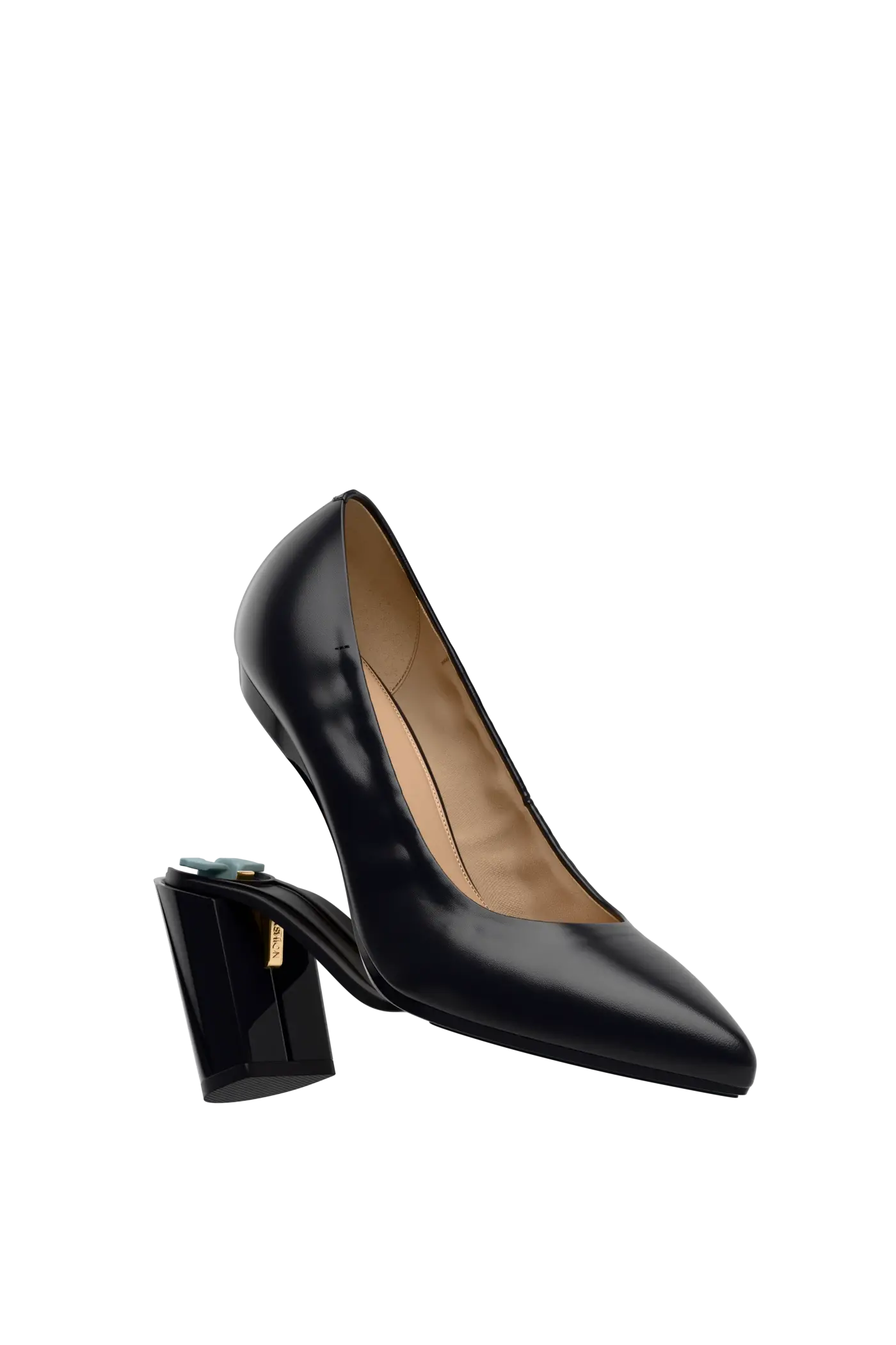 The Pump - Coal Stretch Leather 4 Block