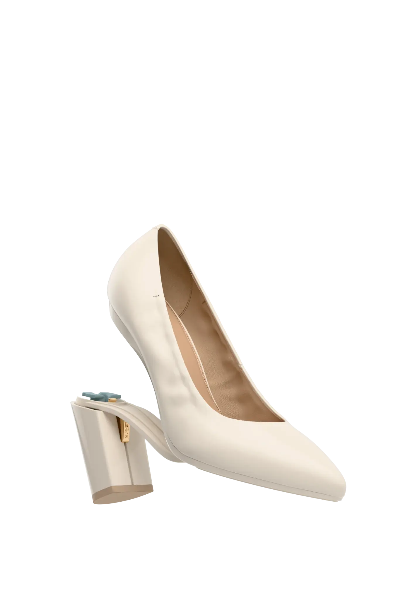 The Pump - Ivory Leather 4 Block