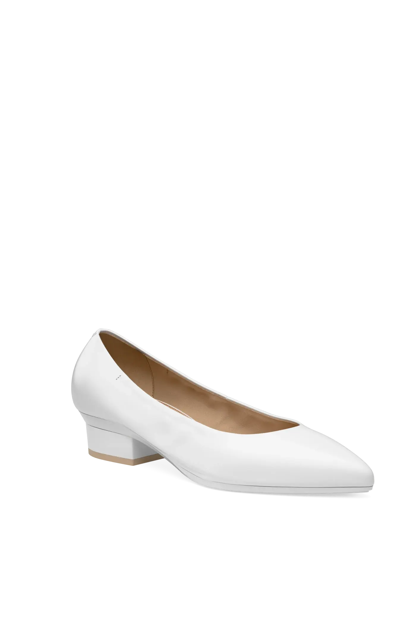 The Pump - White Leather 4 Block