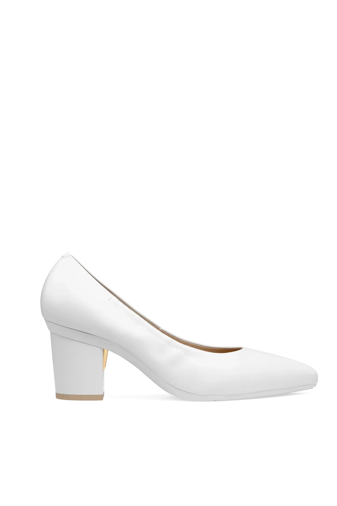 The Pump - White Leather 3 Block