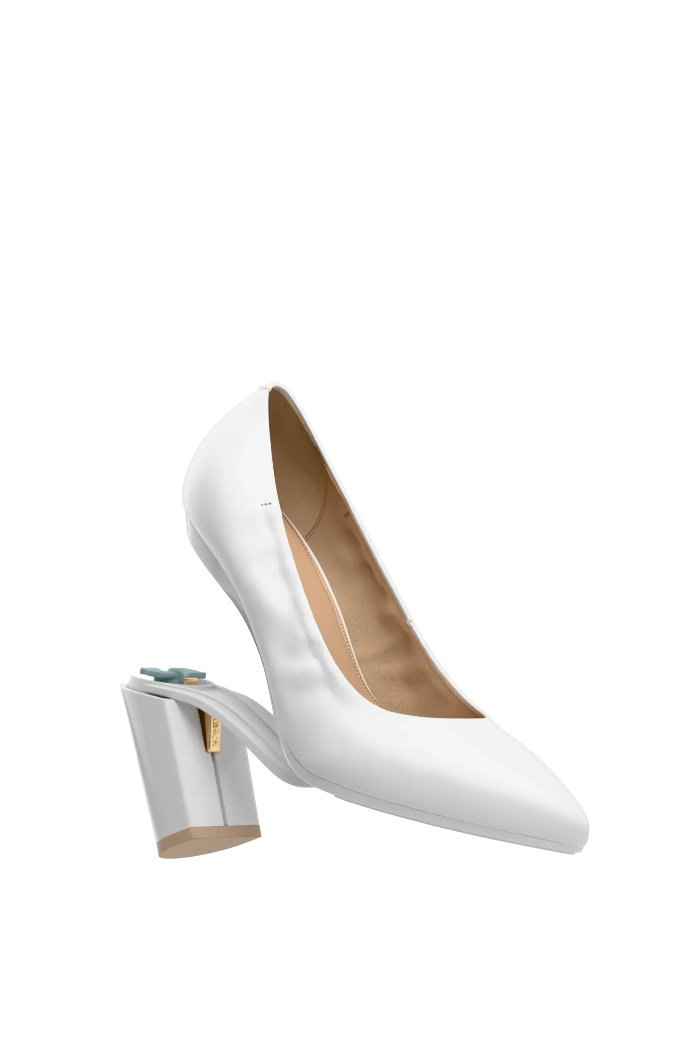 The Pump - White Leather 4 Block