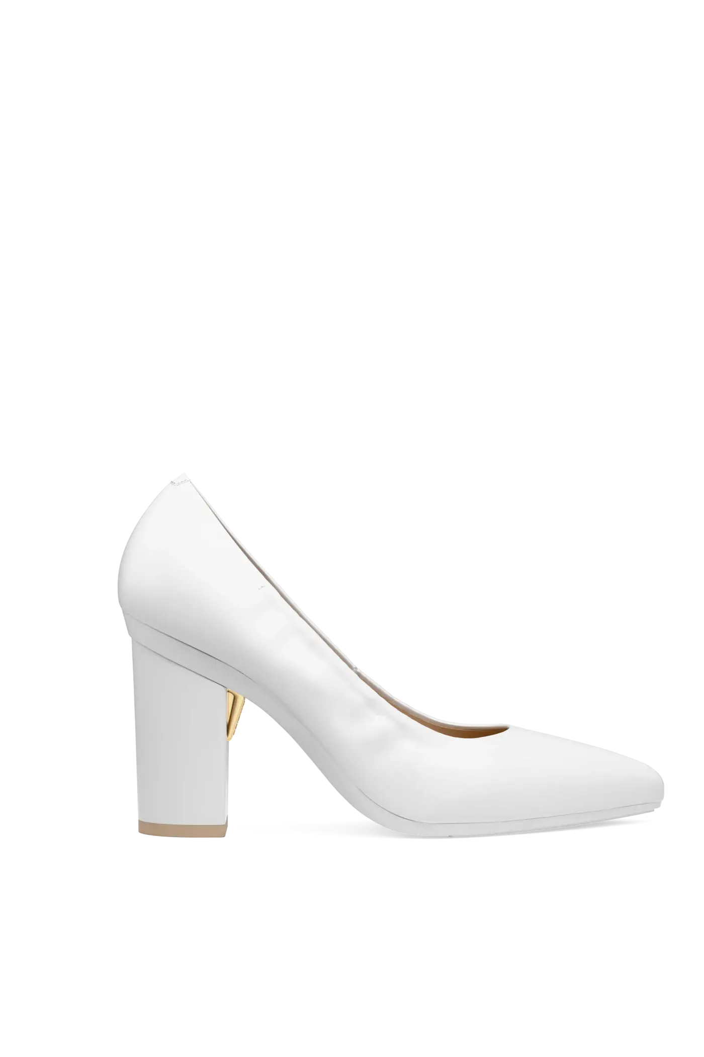The Pump - White Leather 4 Block