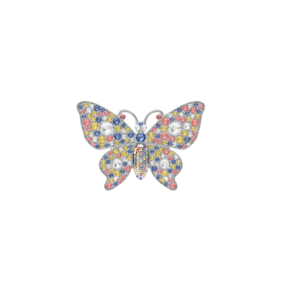 Rhinestone Butterfly Silver Multi Toe Clip