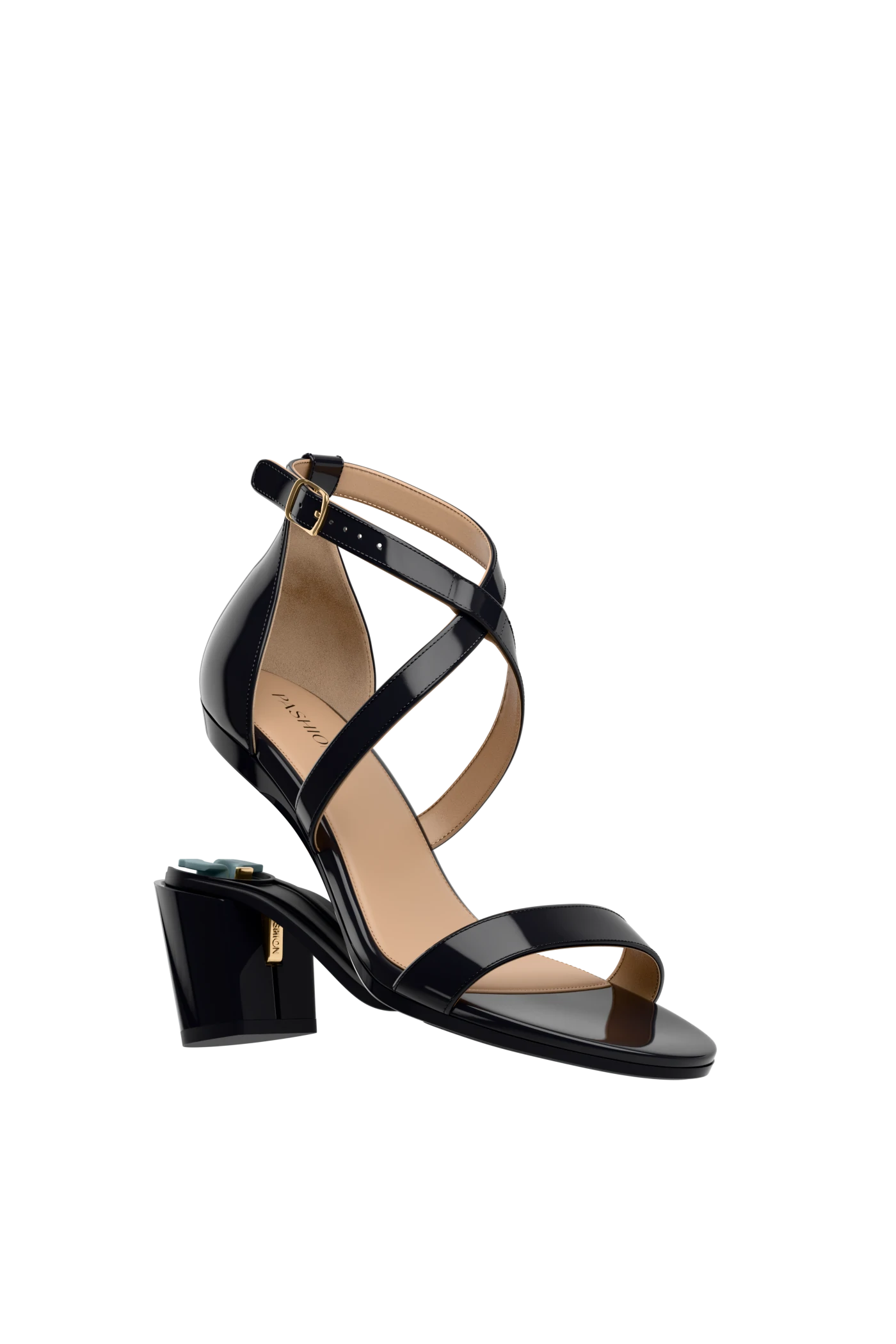 The Sandal - Coal Patent 3 Block - FINAL SALE