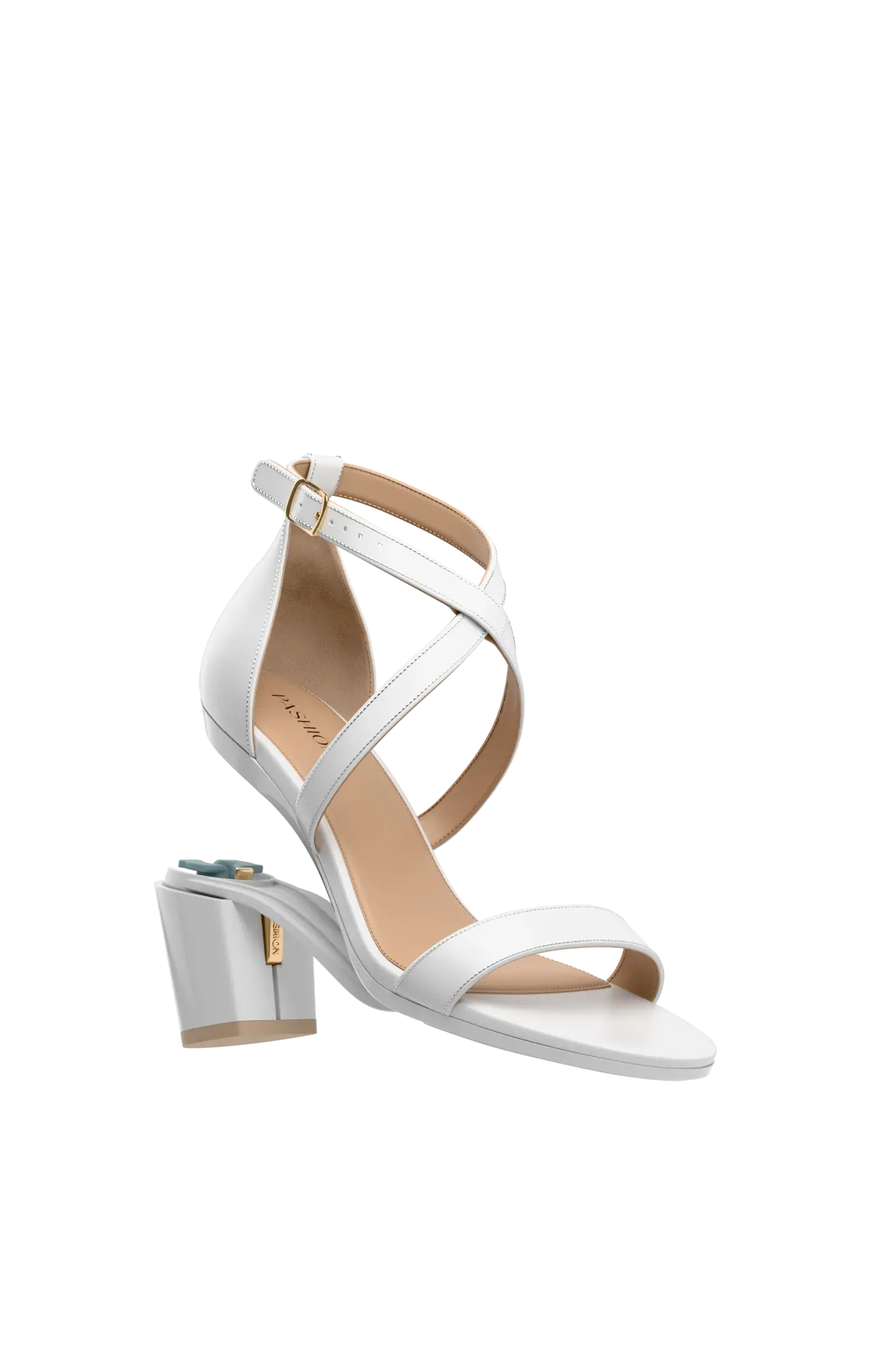 The Sandal - White + Block Heel Kit 3 White