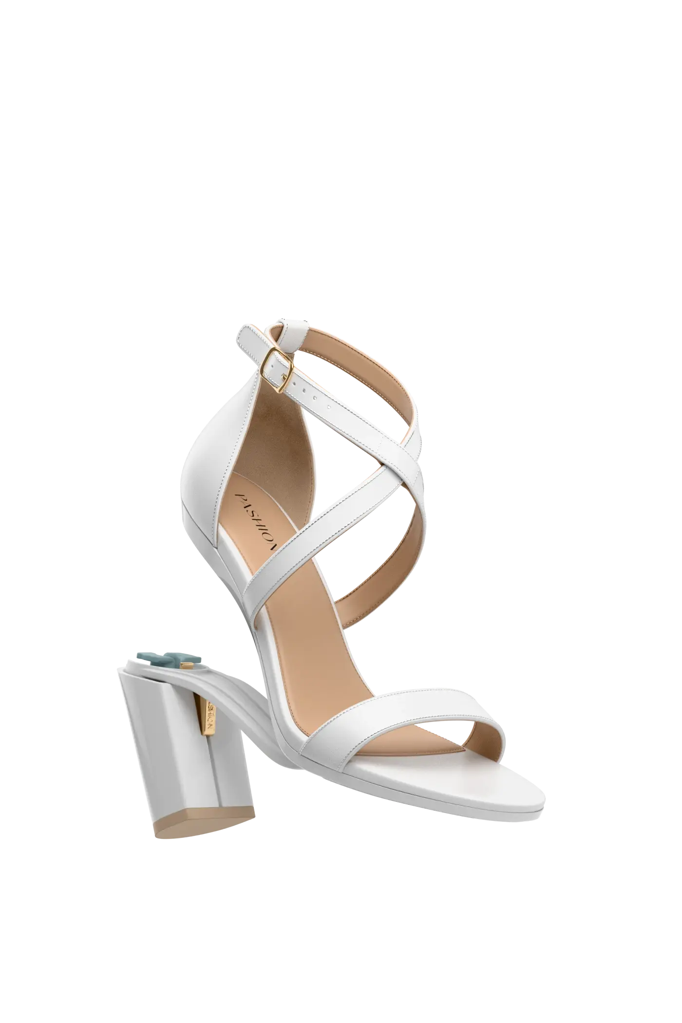 The Sandal - White + Block Heel Kit 4 White
