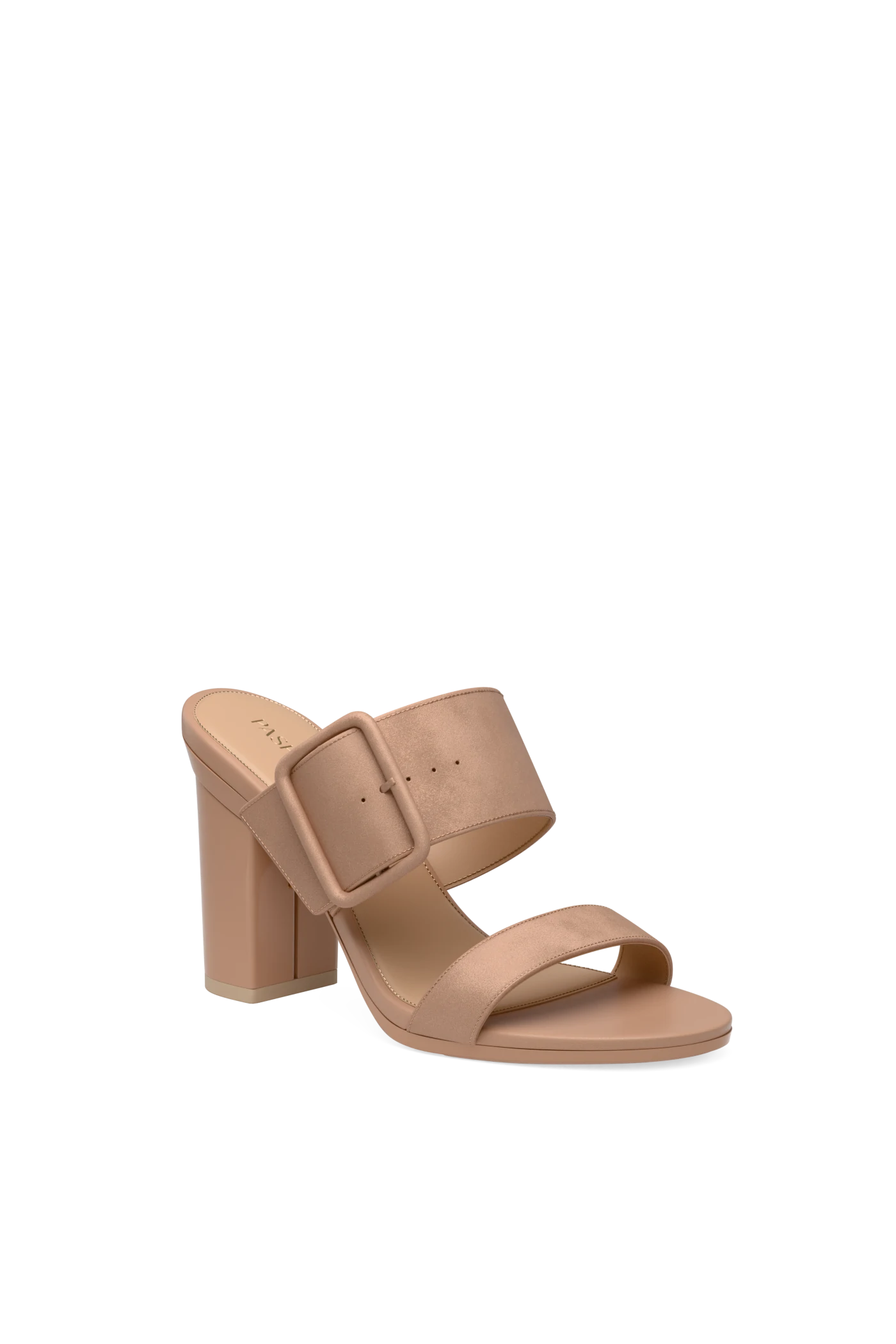 The Buckle Slide - Latte Suede 4 Block