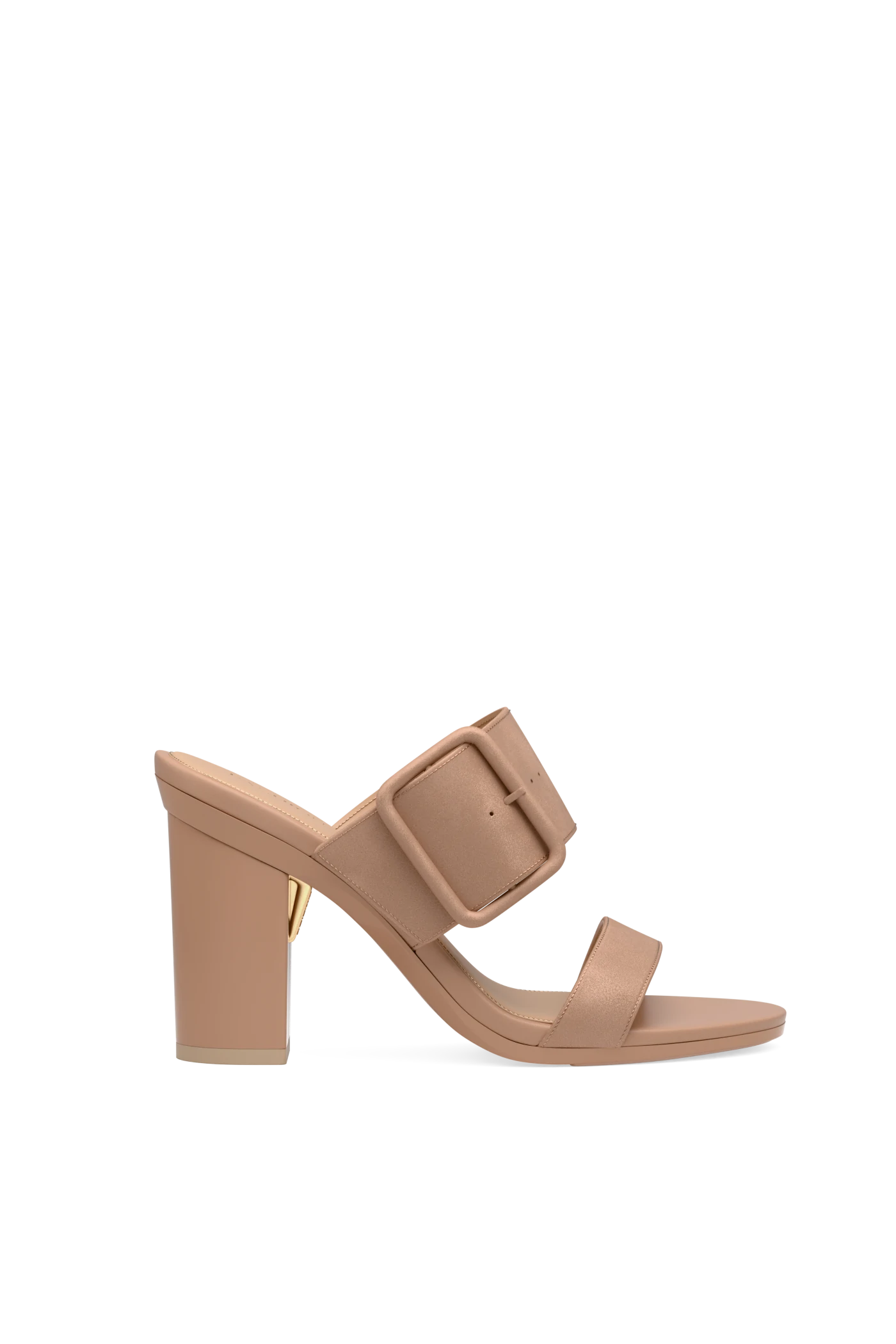 The Buckle Slide - Latte Suede 4 Block