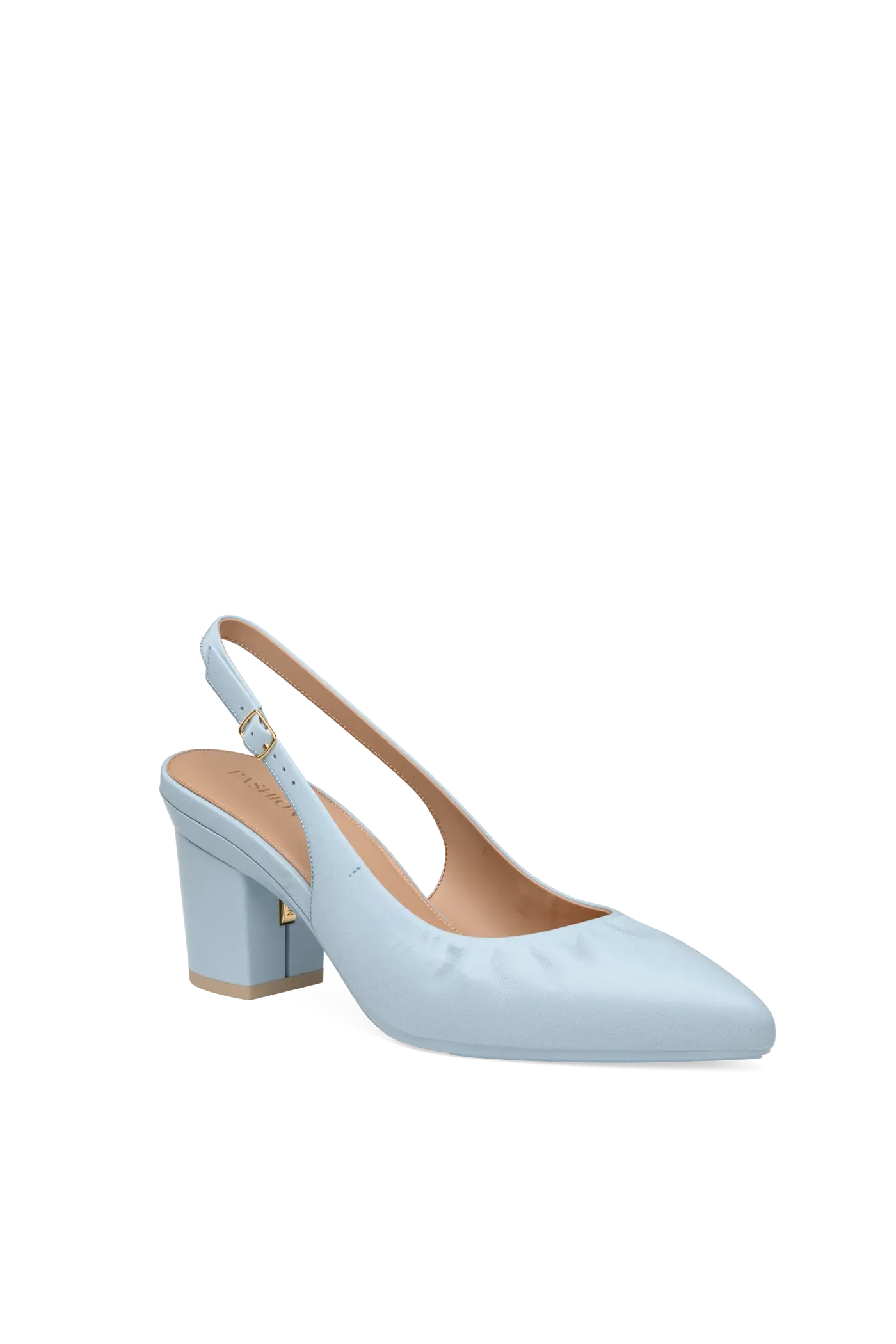The Slingback Buckle - Baby Blue Leather 3 Block
