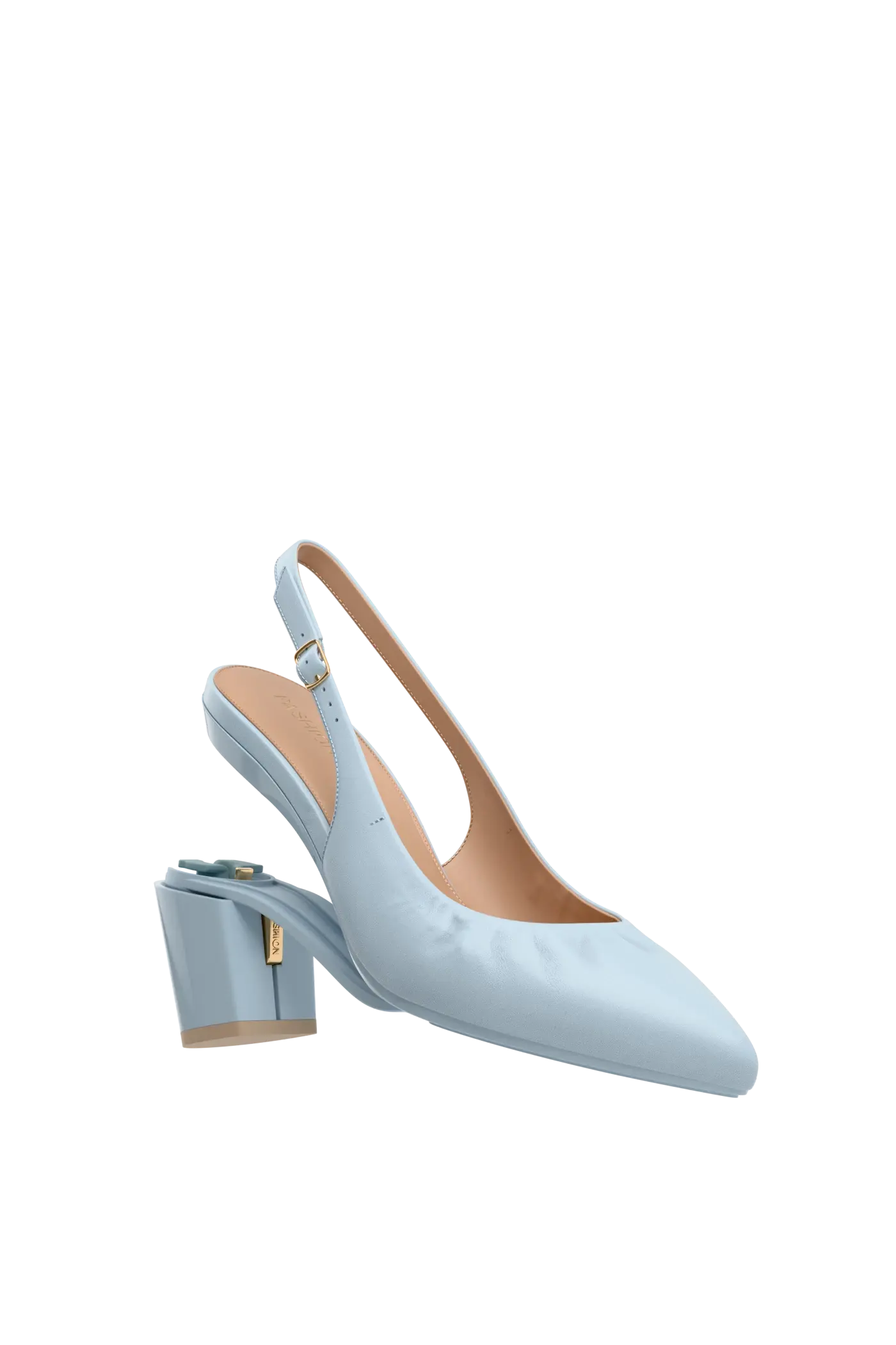 The Slingback Buckle - Baby Blue Leather 3 Block