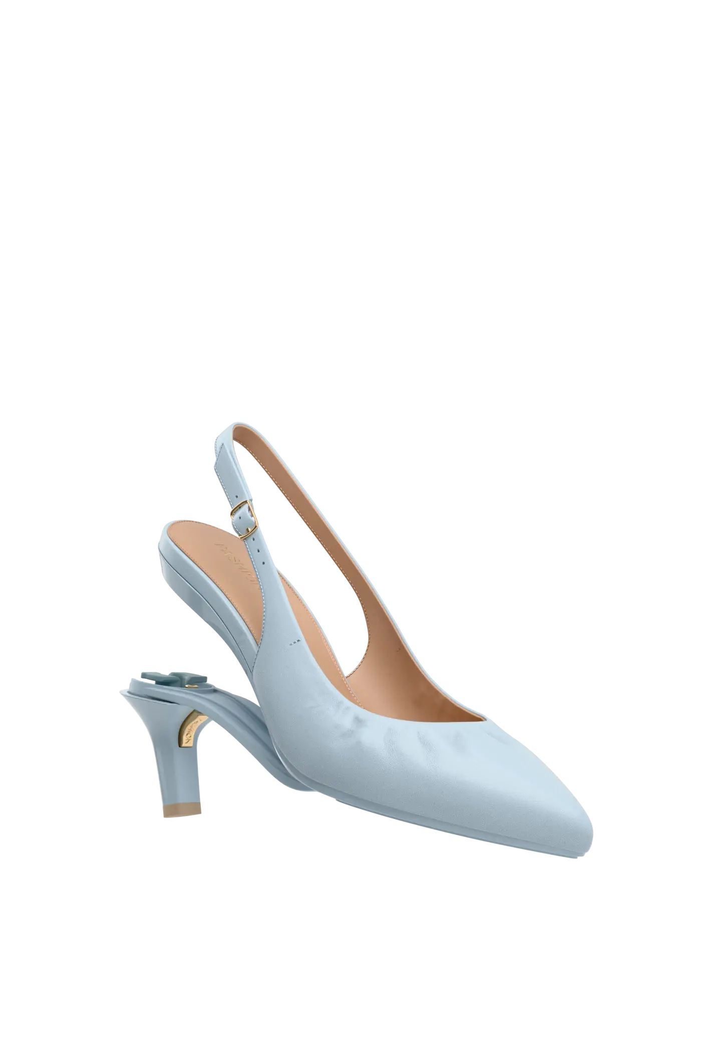 The Slingback Buckle - Baby Blue Leather 3 Stiletto