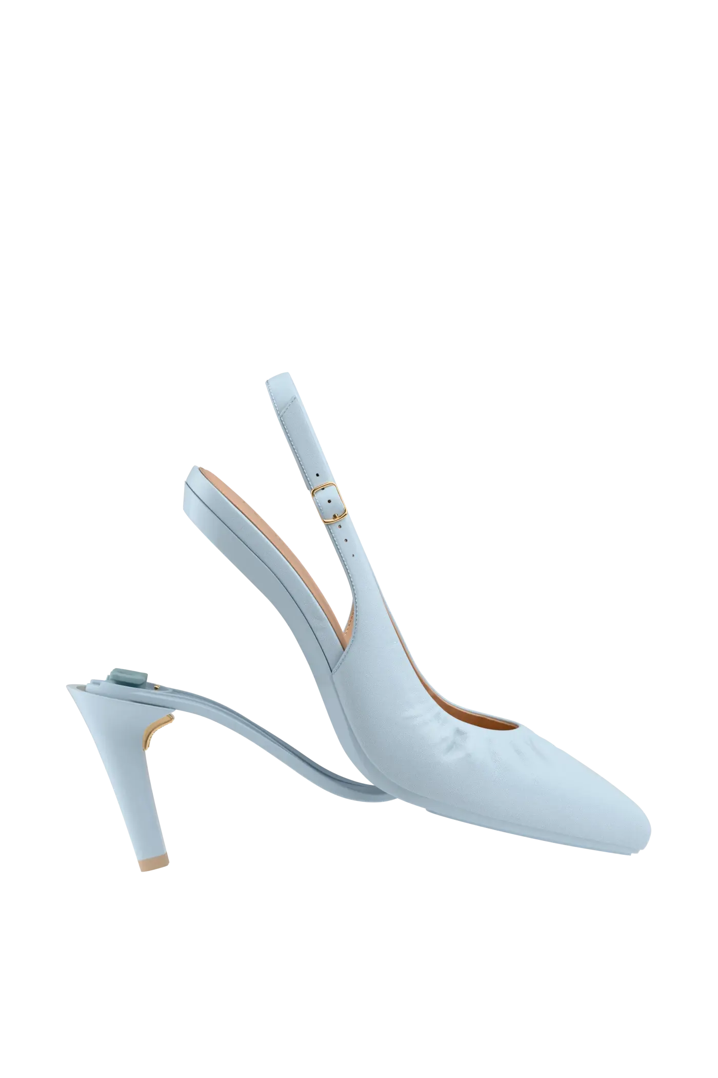 The Slingback Buckle - Baby Blue Leather 4 Stiletto