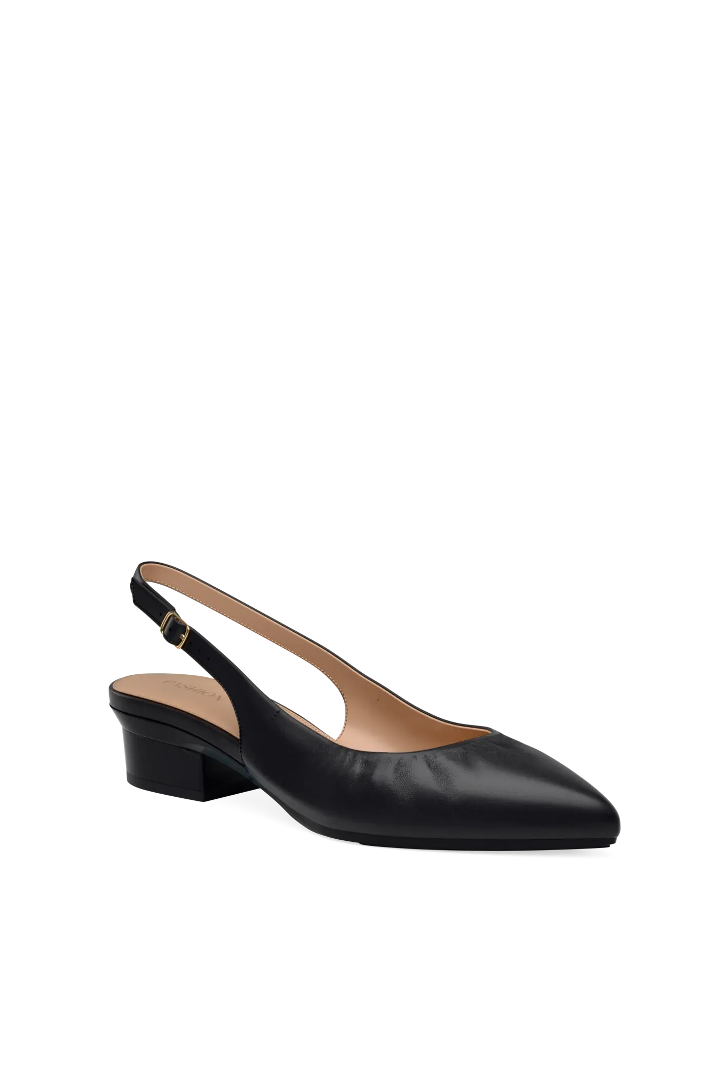 The Slingback Buckle - Coal Leather Flat
