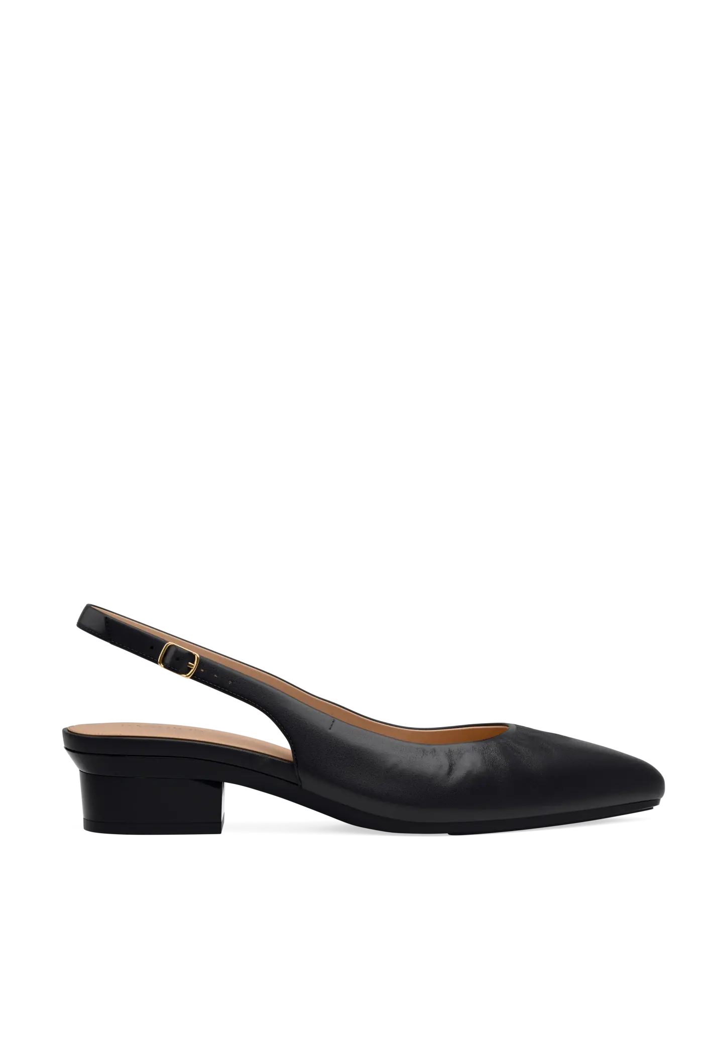 The Slingback Buckle - Coal Leather Flat
