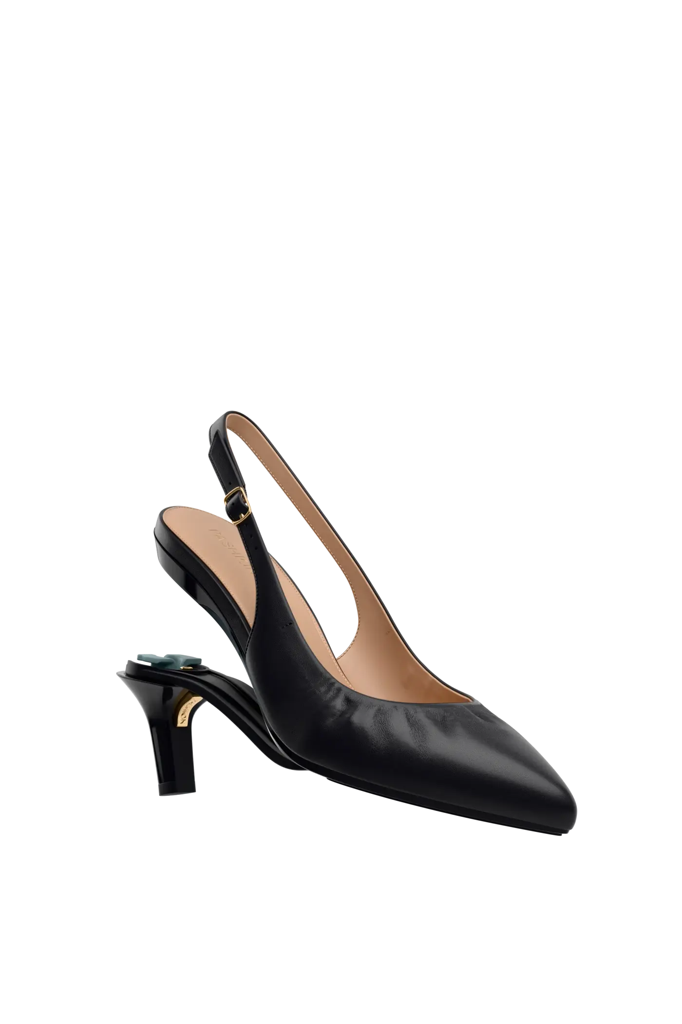 The Slingback Buckle - Coal Leather 3 Stiletto