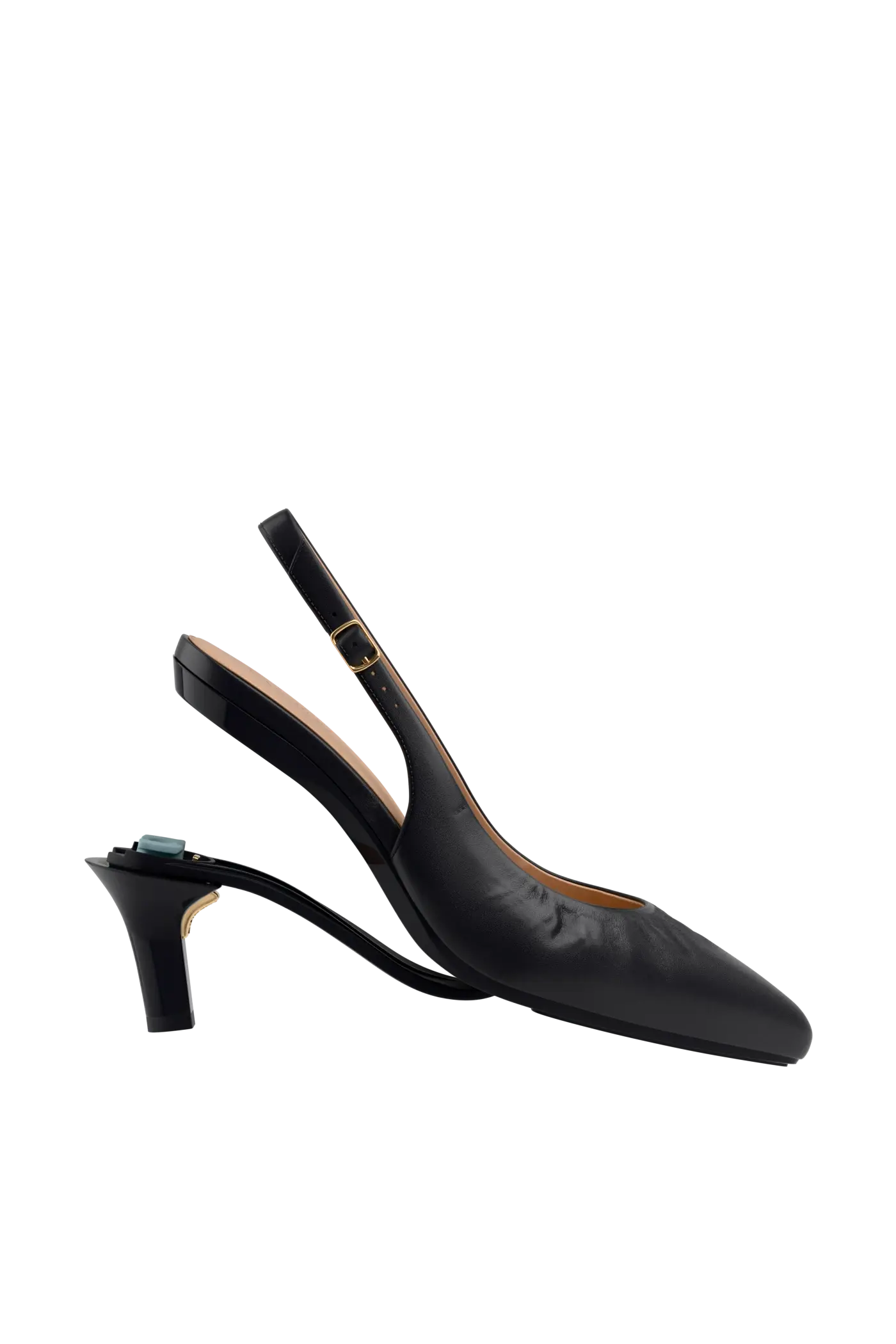 The Slingback Buckle - Coal Leather 3 Stiletto