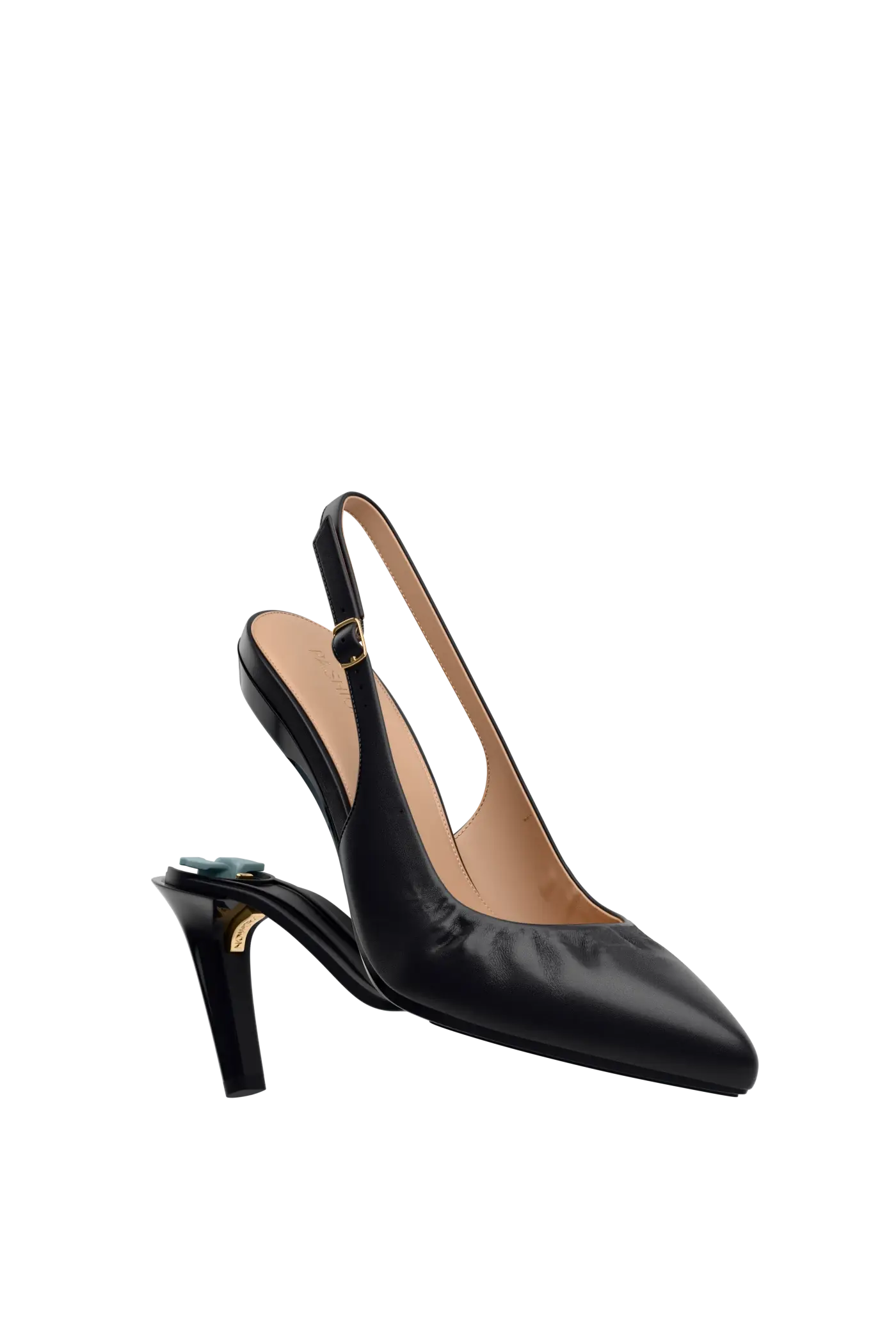 The Slingback Buckle - Coal Leather 4 Stiletto
